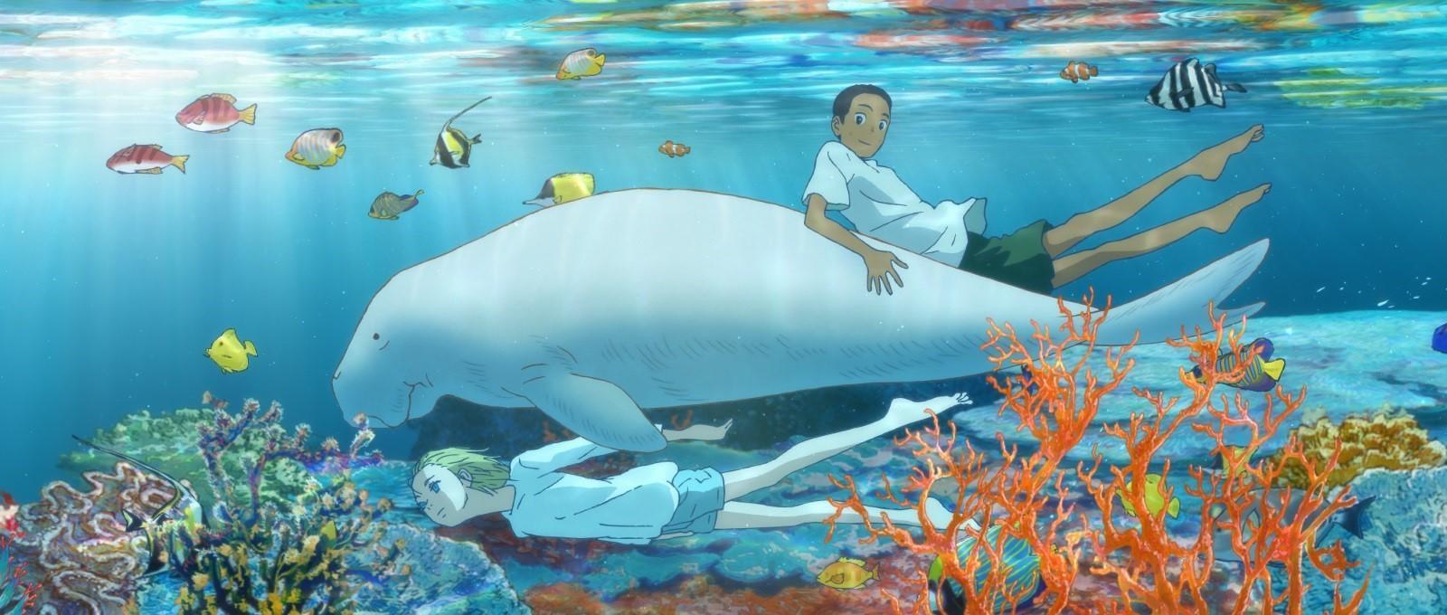 《海獸之子》藉由一對由儒艮撫養長大的兄弟「海」與「空」,帶出生命、海洋和宇宙等龐大世界觀。(甲上娛樂提供)
