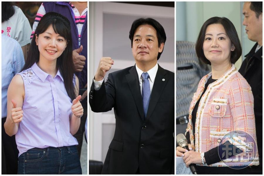 前行政院長賴清德(中)明日將北上為民進黨立委選將高嘉瑜(左)及吳思瑤(右)輔選。