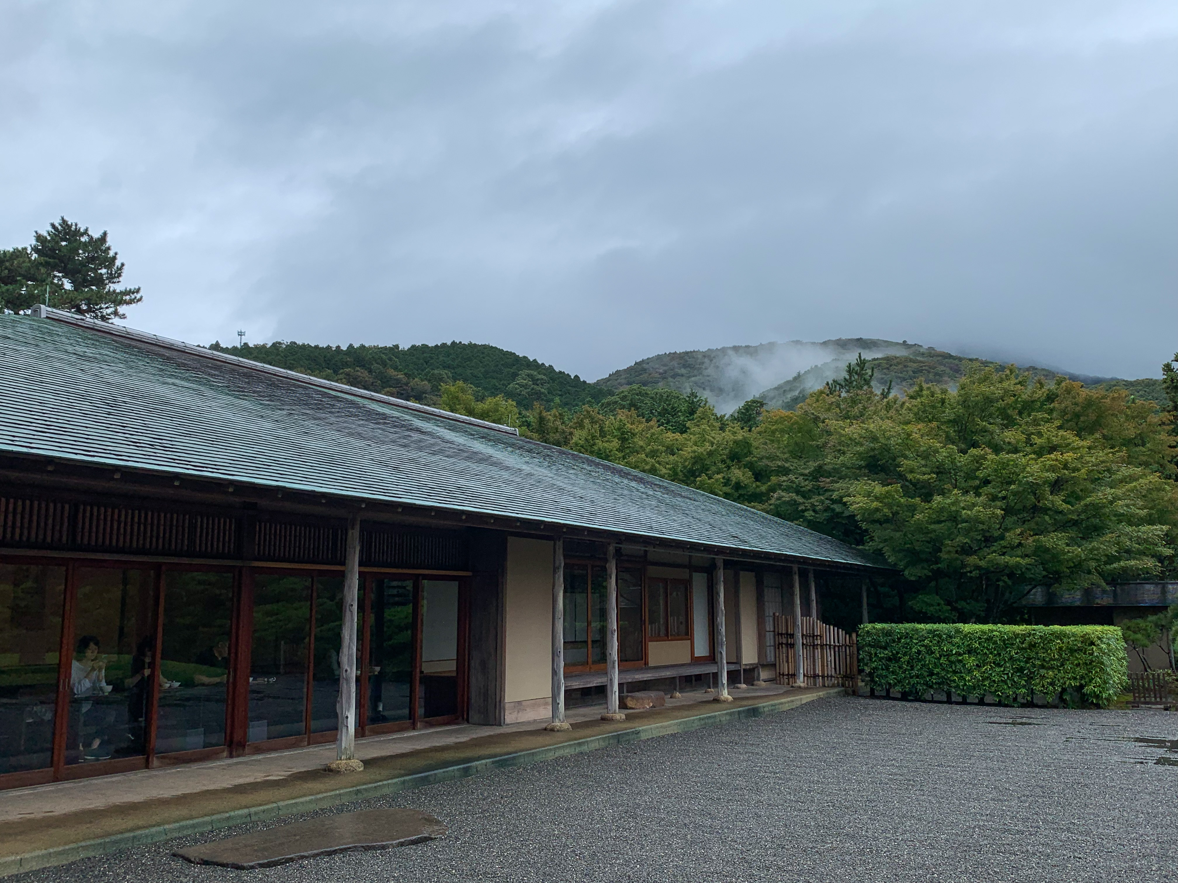 茶室倚著山勢而建,微雨天氣中,頗有仙氣飄飄之感。