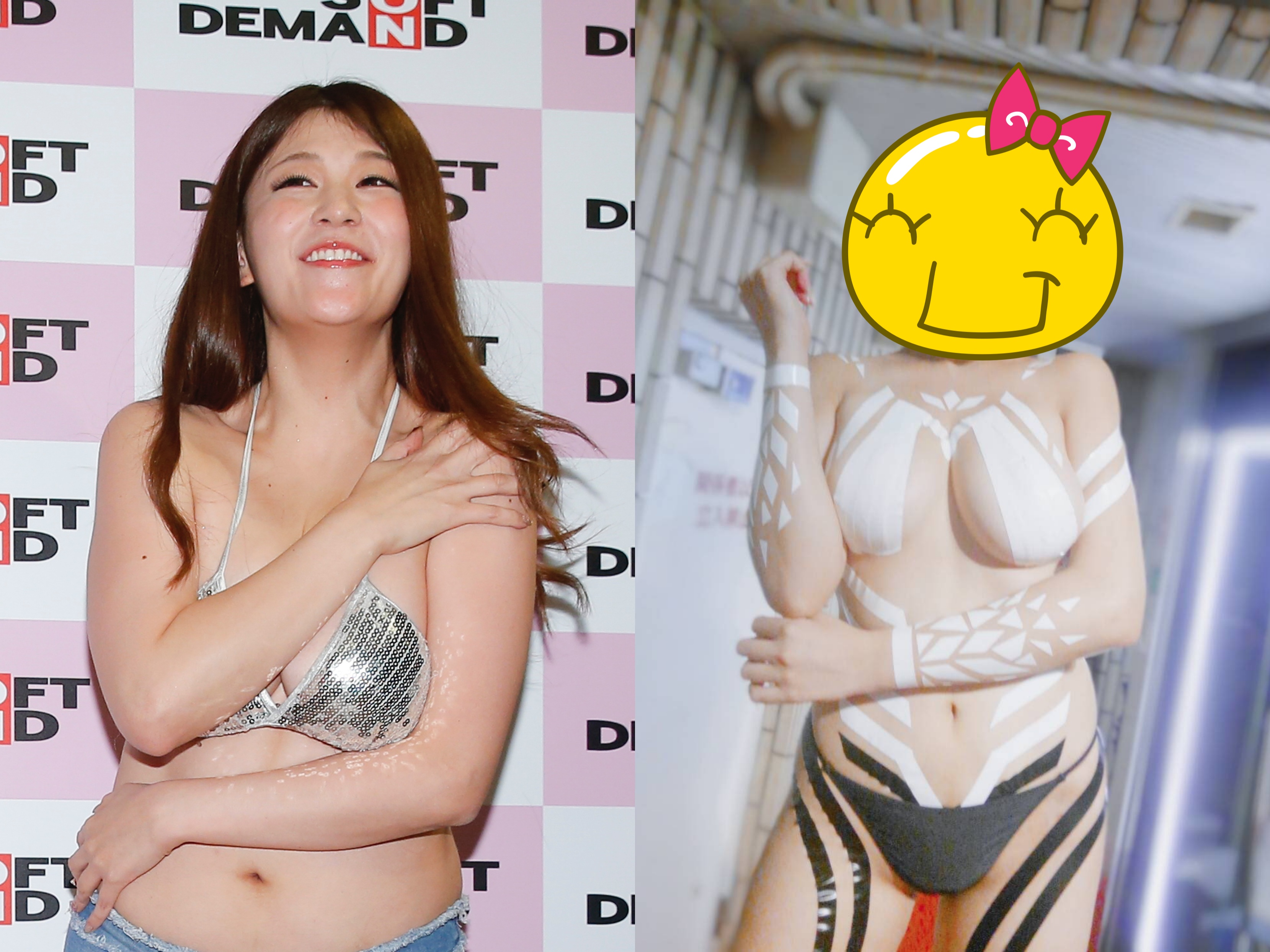 橘瑪麗瘦身有成，身材大消風，但H罩杯上圍一點也沒縮水。（右圖翻攝橘瑪麗推特）