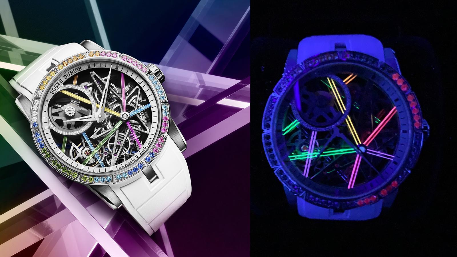 Excalibur Blacklight鏤空自動上鍊腕錶，錶徑42mm、18K白金材質、NT$ 3,872,000（亞洲限定版，限量28只）。