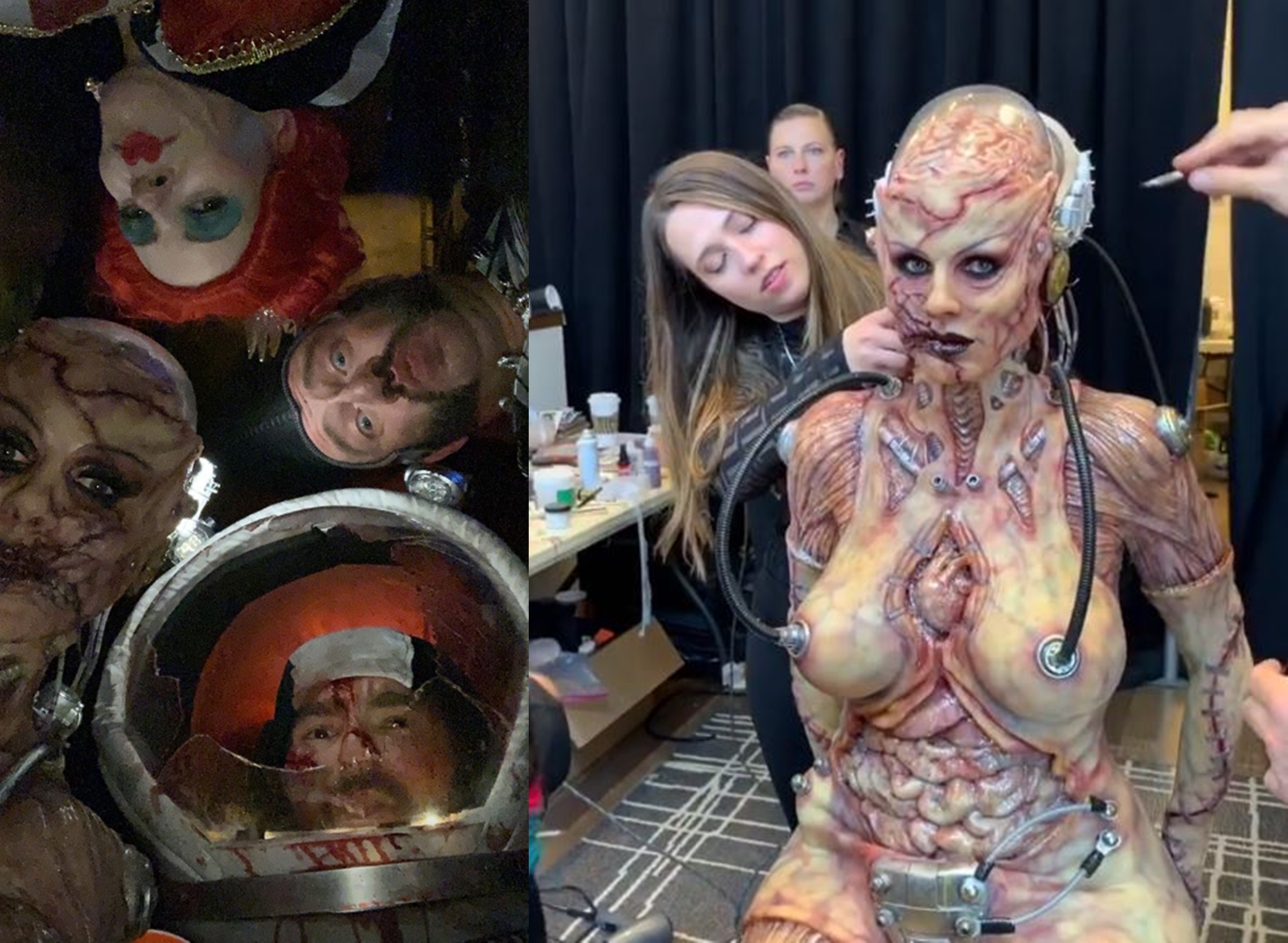 海蒂克隆今年以「外星人襲擊太空人」為主題，逼真外型令人看傻。（翻攝自Heidi Klum IG）