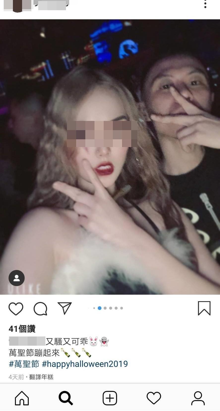 胡嘉嘉的女兒在萬聖節當天仍上夜店狂歡。(翻攝IG)