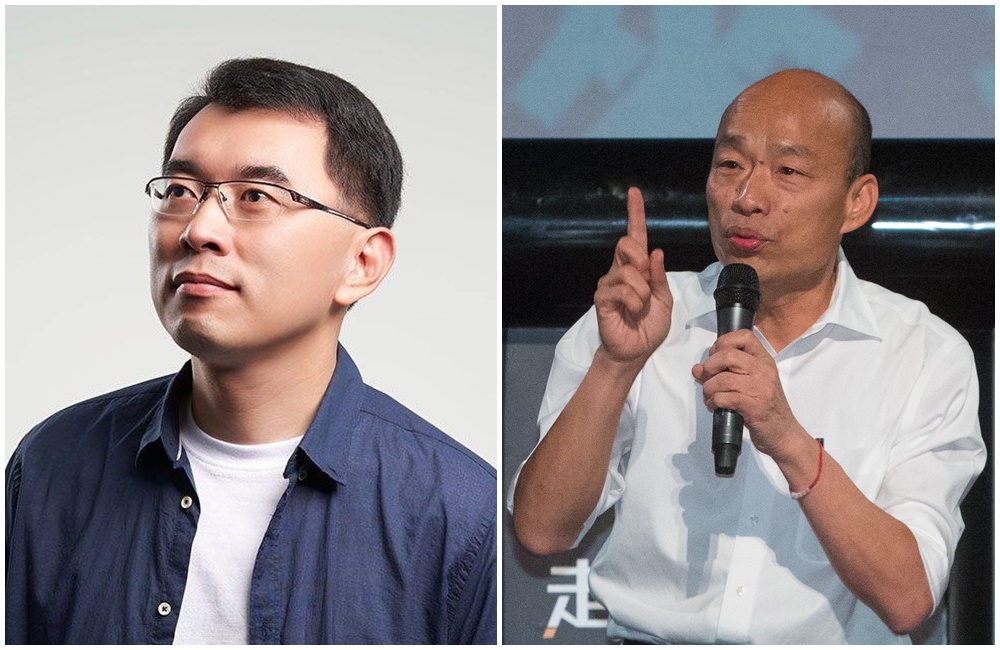 新黨楊世光參與總統連署未達標退選，表示將支持國民黨候選人韓國瑜。（左圖翻攝自楊世光的新視野粉絲專頁）