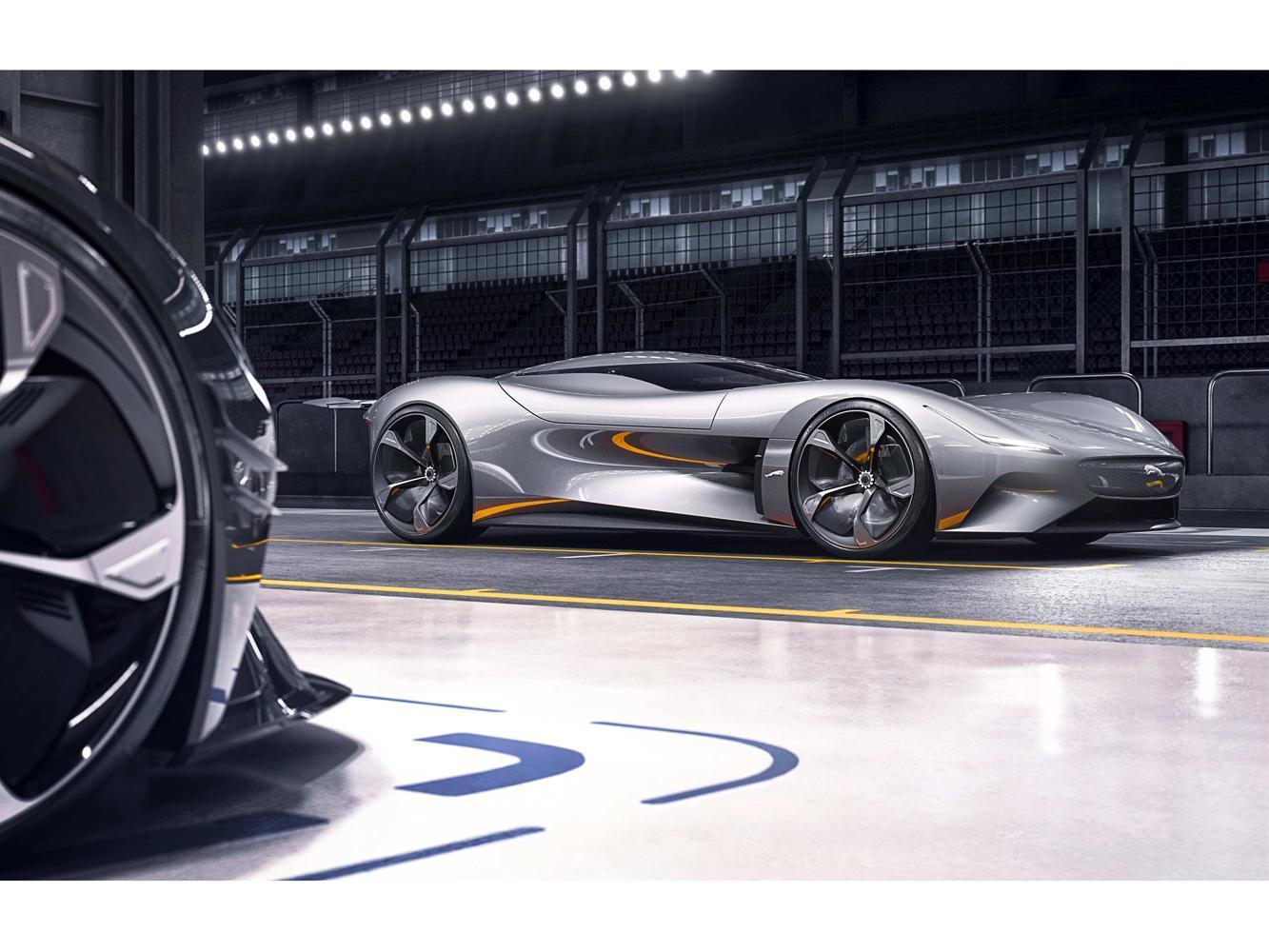 Jaguar Vision Gran Turismo Coupé搭載三具結構精密、性能強悍的純電驅動馬達，總輸出高達1,020PS，賦予玩家低於 2 秒的 0-100km/h 加速體驗。