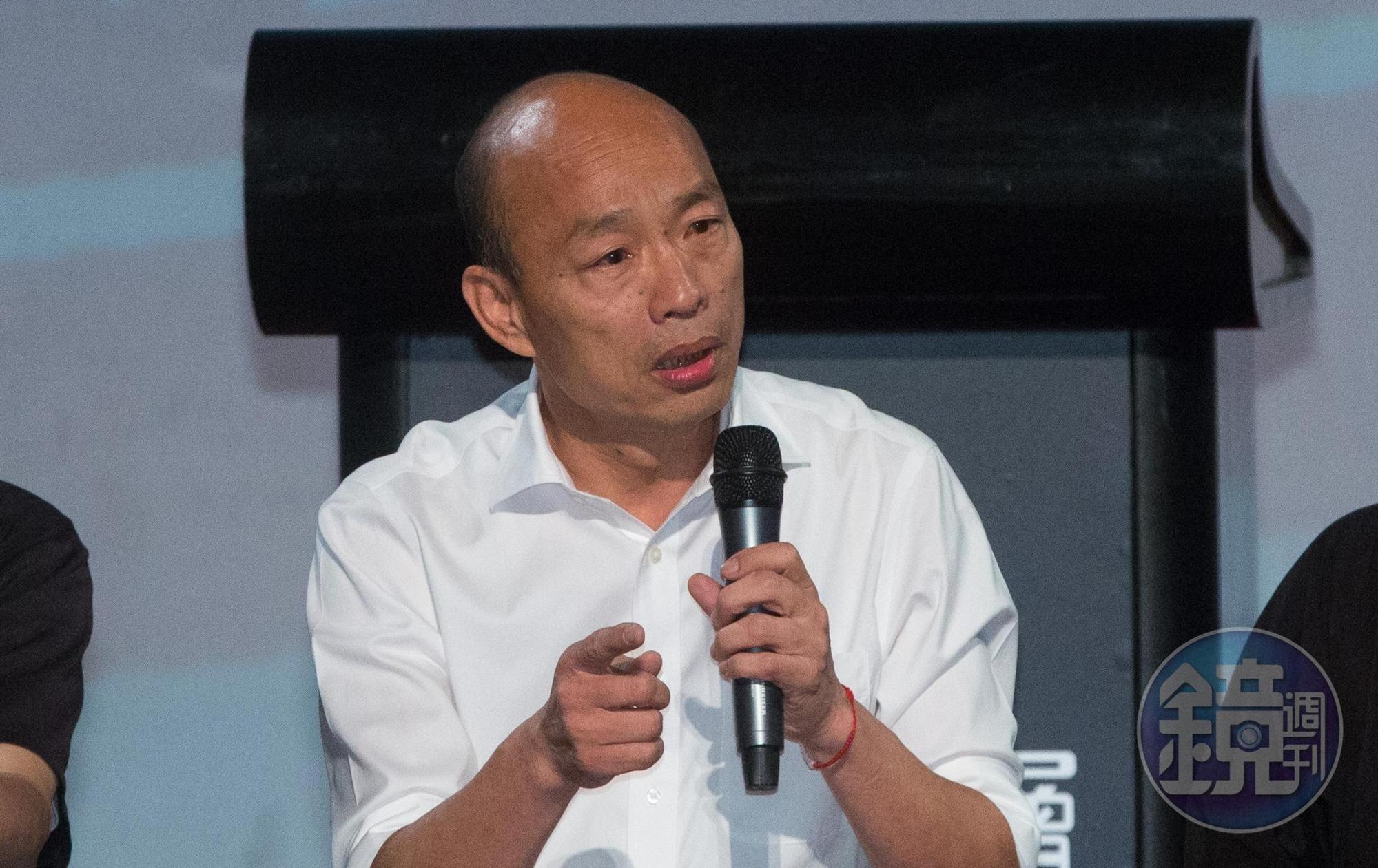 韓國瑜昨動怒砲轟記者「完全故意扭曲」他的問題,圖為資料照。