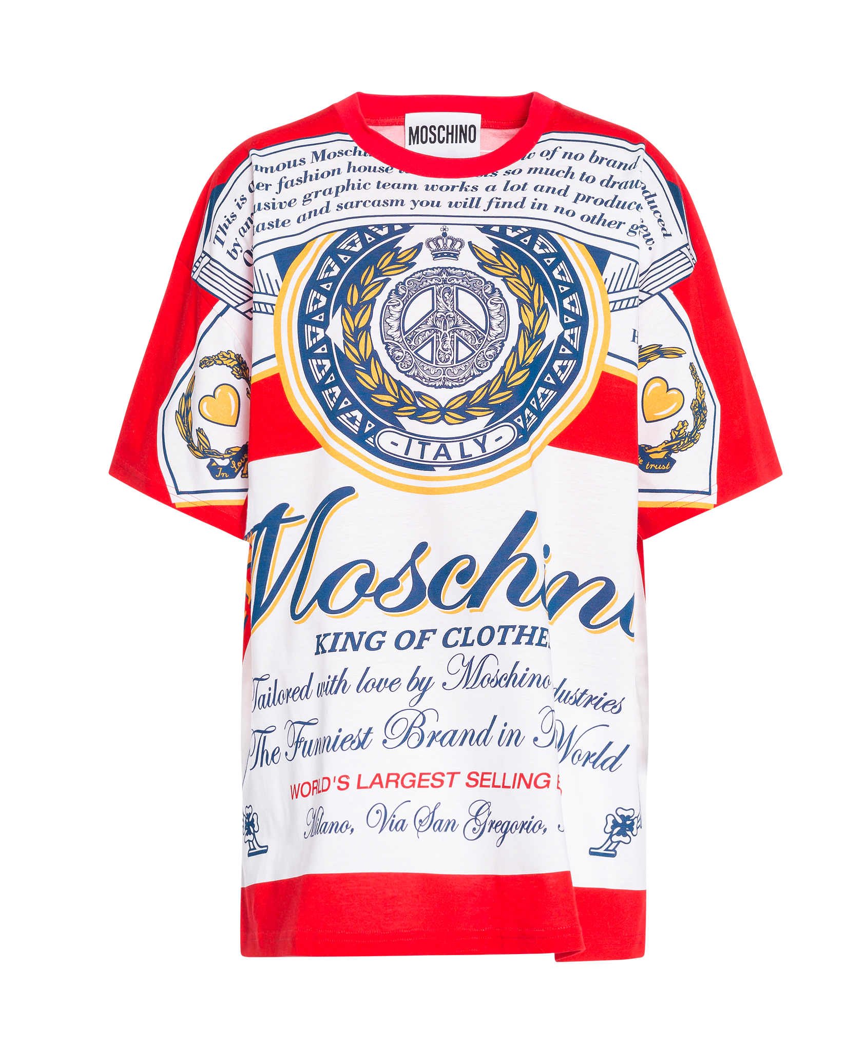 MOSCHINO X BUDWEISER聯名款Oversize T-shirt,NT$13,500。(藍鐘提供)