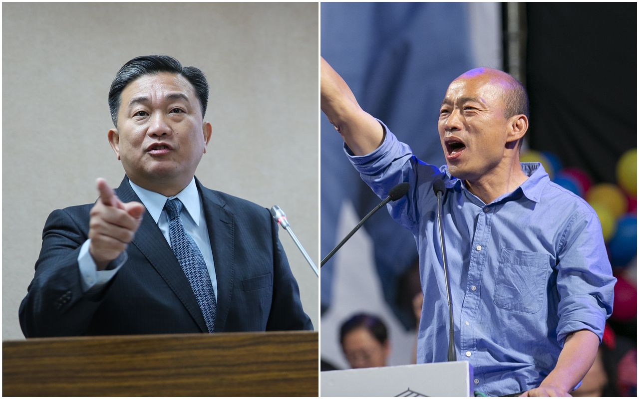 韓國瑜（右）遭週刊爆料曾以7,200萬購入豪宅，民進黨立委王定宇（左）po文狠酸「假庶民現形了」。（本刊資料照）