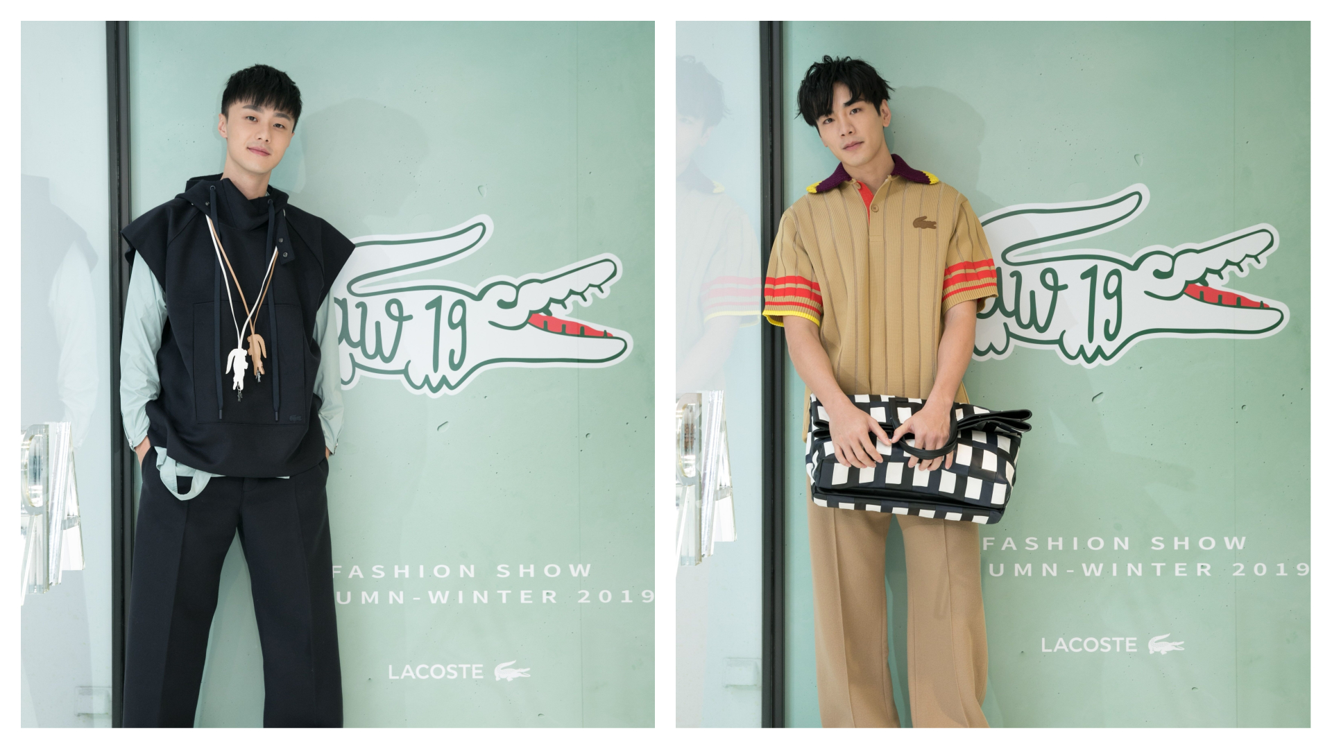 小鮮肉禾浩辰與施柏宇兩人演繹LACOSTE 2019秋冬新款。（LACOSTE提供）