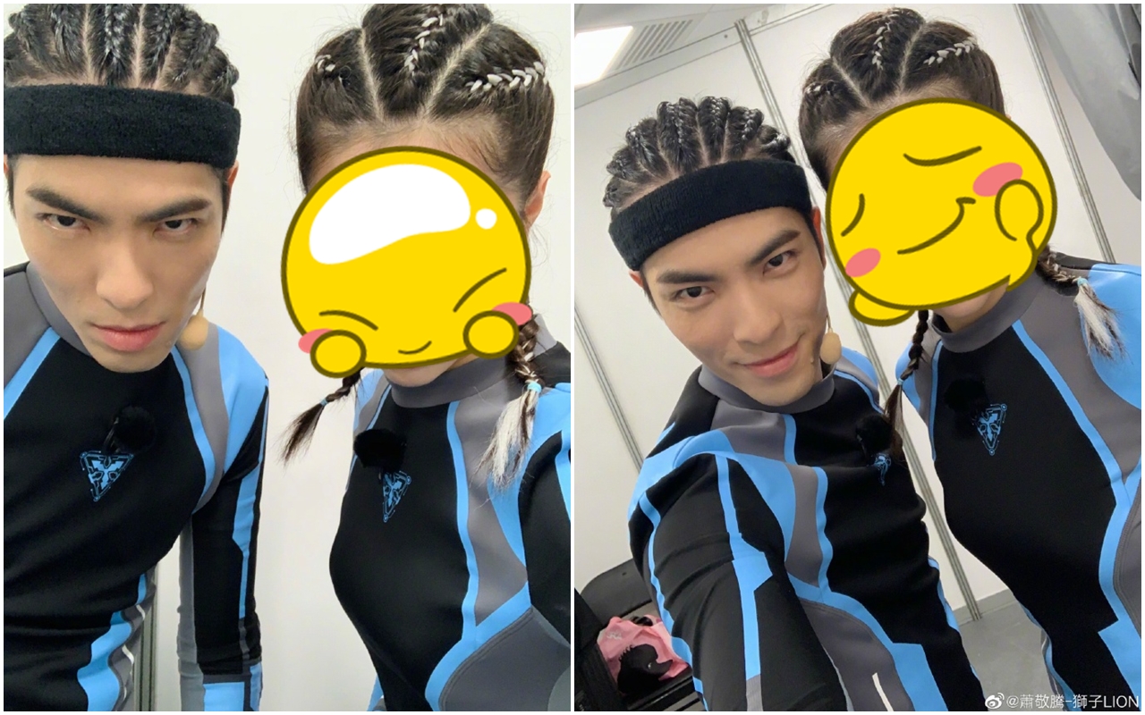 蕭敬騰在微博上貼出2張與「失散妹妹」的合照引發話題。（翻攝自微博）