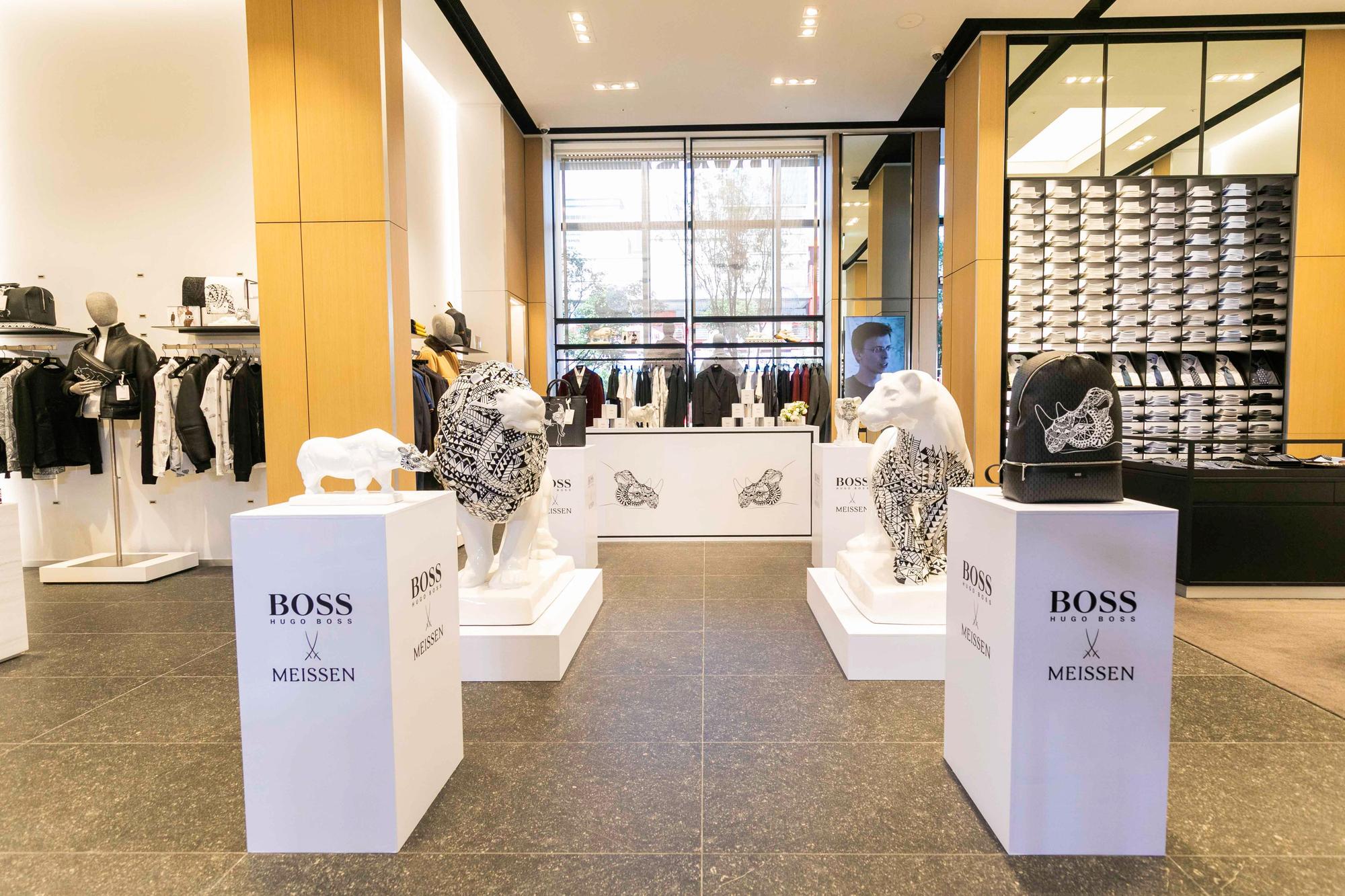 BOSS微風南山專門店可以見到百年瓷器品牌Meissen的實物大小動物模型。（Chris Yi 提供）