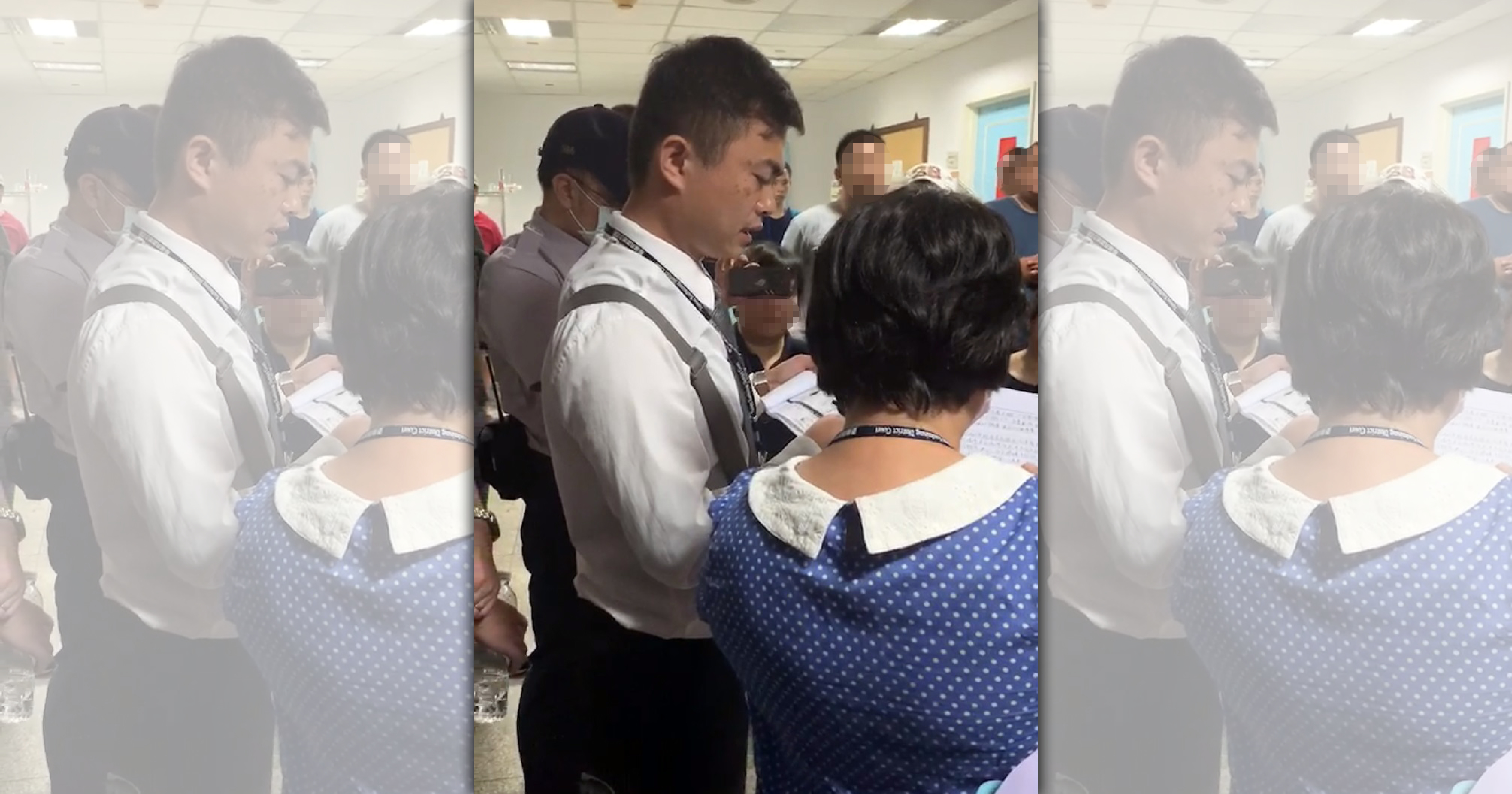 點交現場，君鴻酒店資方人馬一度出言辱罵法院事務官。（讀者提供）