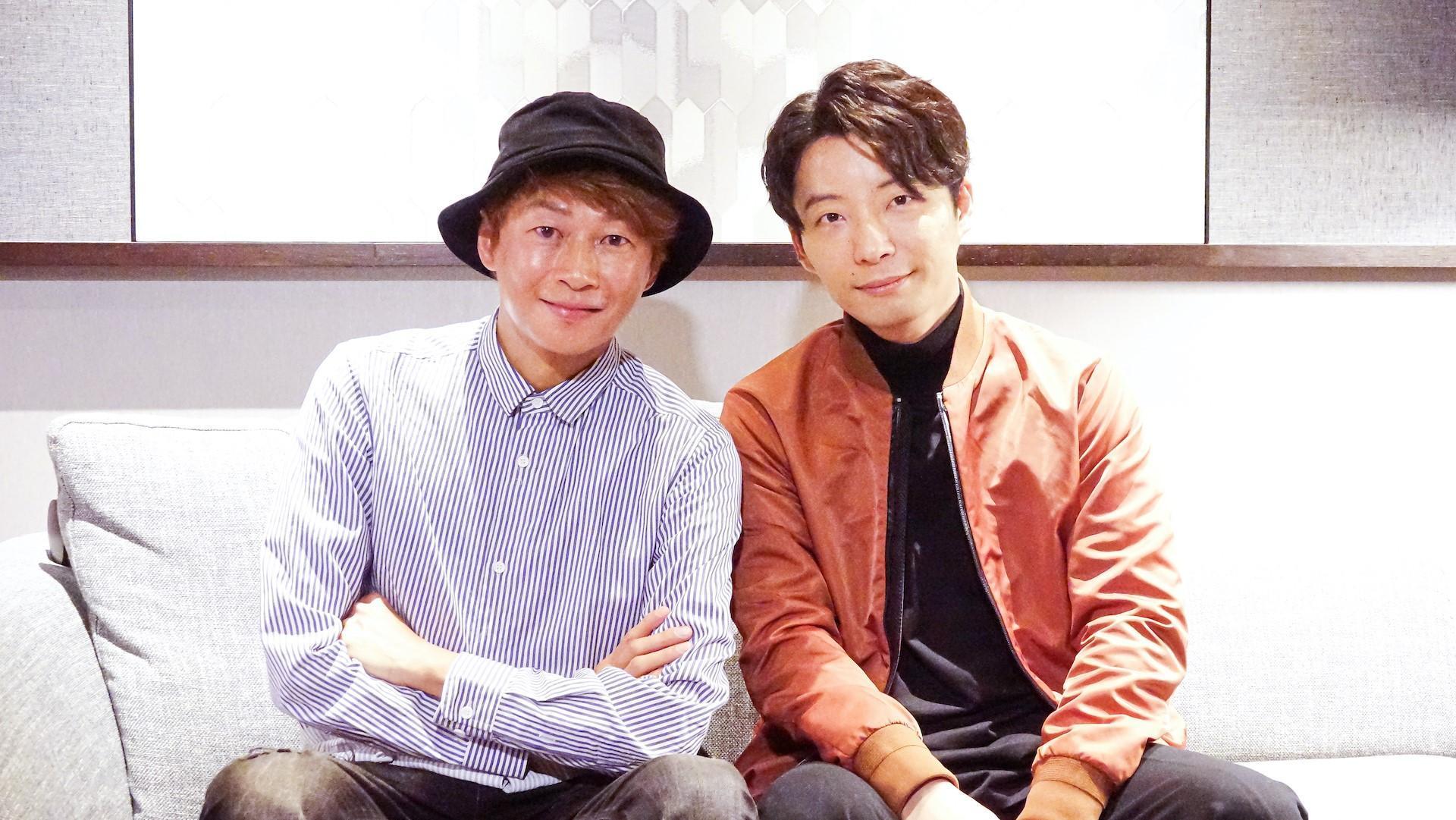吳建恆(右)為星野源的台北演唱會廣告配音,兩人相見甚歡。(雅慕斯娛樂提供)