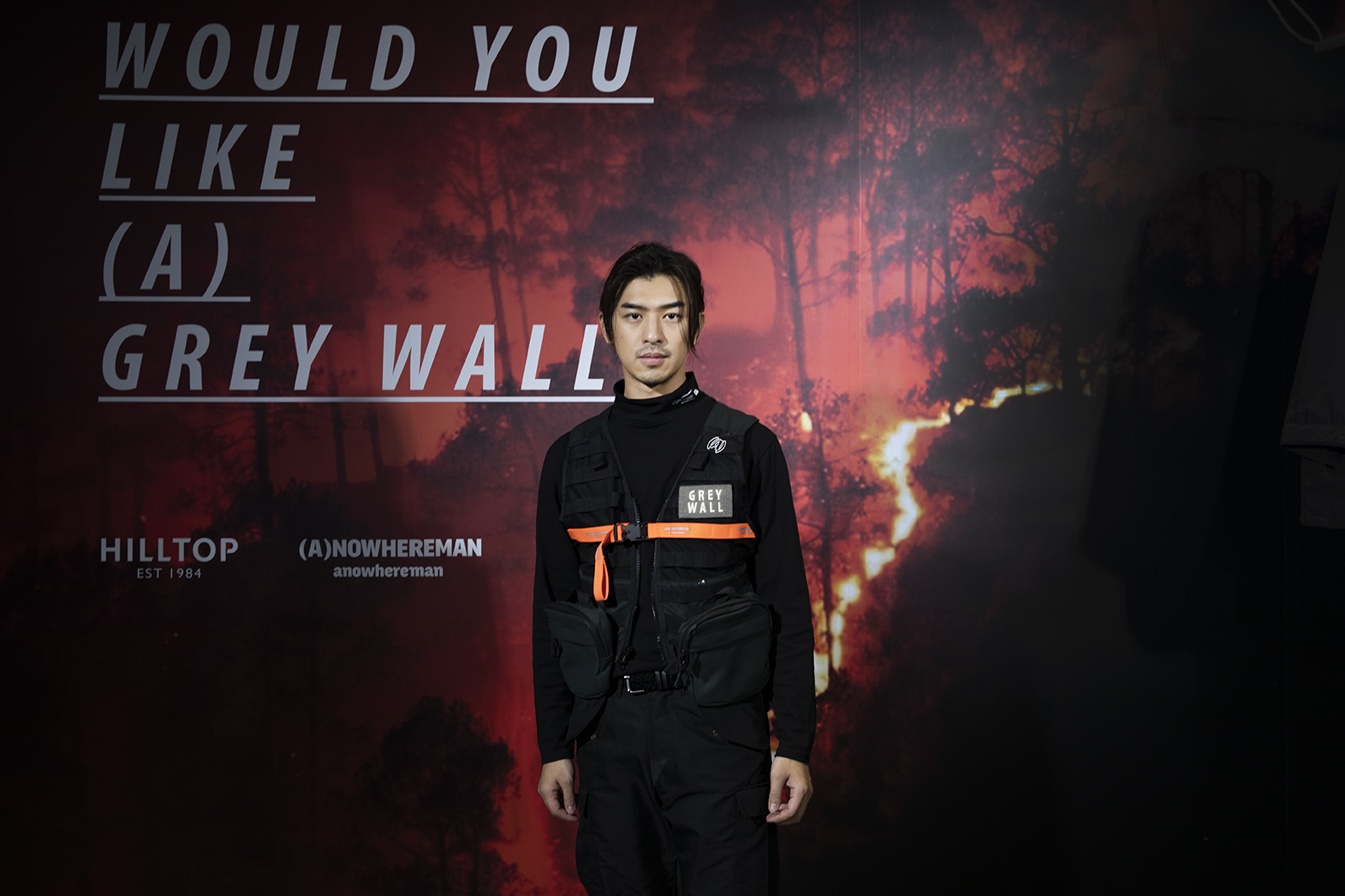 (A)NOWHEREMAN攜手山頂鳥推出Grey Wall系列服飾，邀藝人陳柏霖擔任品牌藝術總監。（(A)NOWHERMAN提供)）