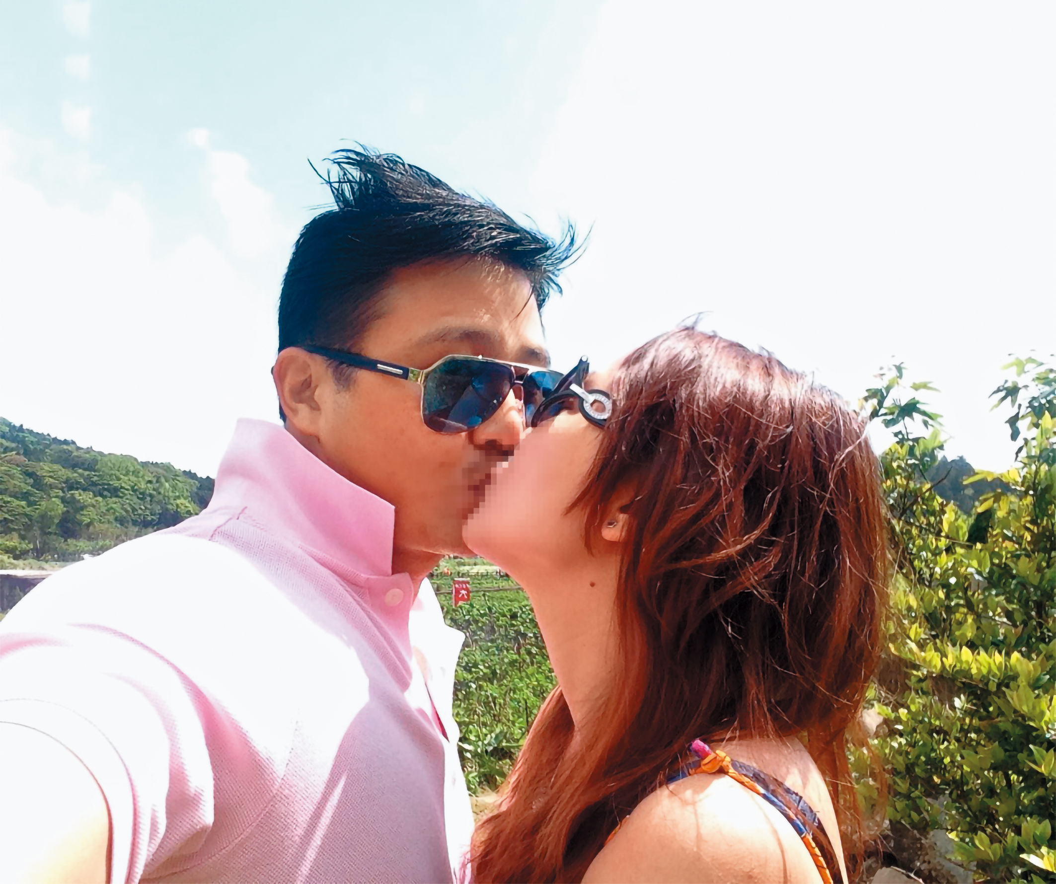 元祖少東張劭緯（左）背著老婆安晨妤到台北陽明山偷情幽會，並和小三邱威樺（右）激情熱吻。（讀者提供）