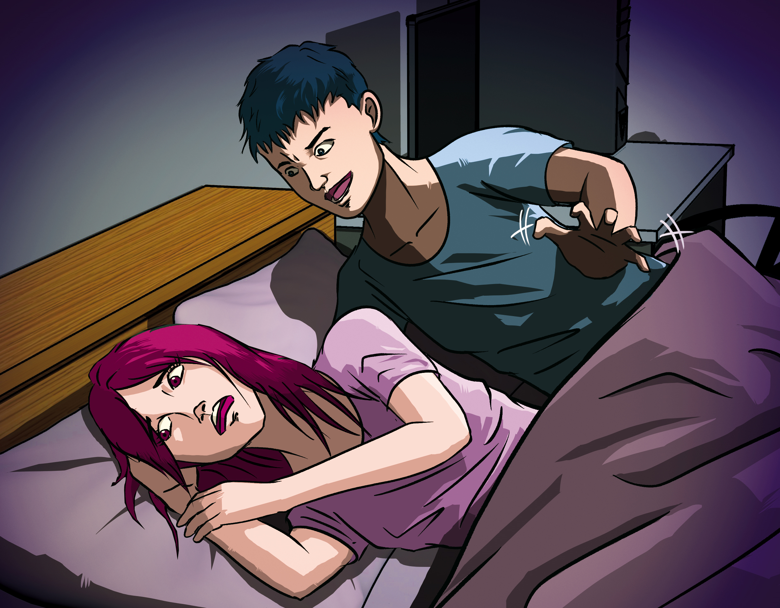 對於學姐的留宿，R女沒有防備，並與她同睡一張床，沒想到卻遭到性騷。