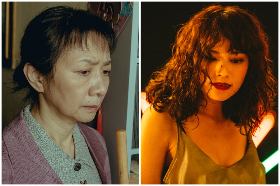 區嘉雯（左圖）在《叔．叔》裡的戲分不算多，能入圍憑的是內斂的演技；姚以緹（右圖）在《江湖無難事》扮演了好幾個角色，從屍體演到變性人。（金馬獎執委會提供）