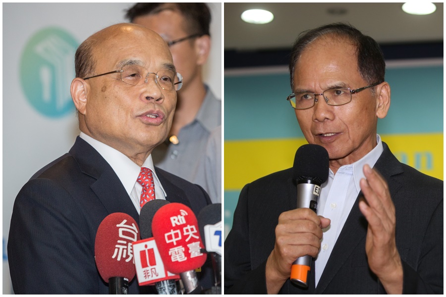 行政院長蘇貞昌（左圖）認為，代表出征國會龍頭的人，排序應該展現國會過半的氣魄，不應該排在太前面，被外界解讀為是「卡游」。