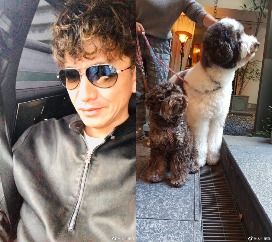木村拓哉經常更新微博，透露帶愛犬一起去拍戲，今天他也以自拍照感謝大家的生日祝福。（翻攝自木村拓哉微博）