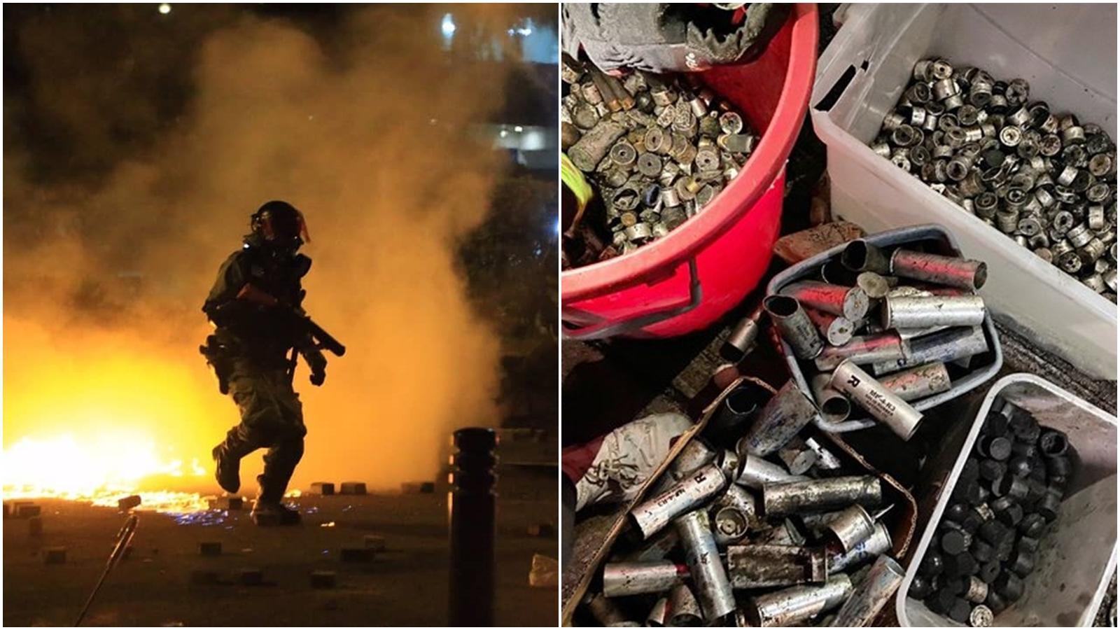 香港中文大學昨晚遭港警數度圍攻,造成多人受傷。(合成圖,翻攝自中大校園電台臉書、推特@anti_elab)