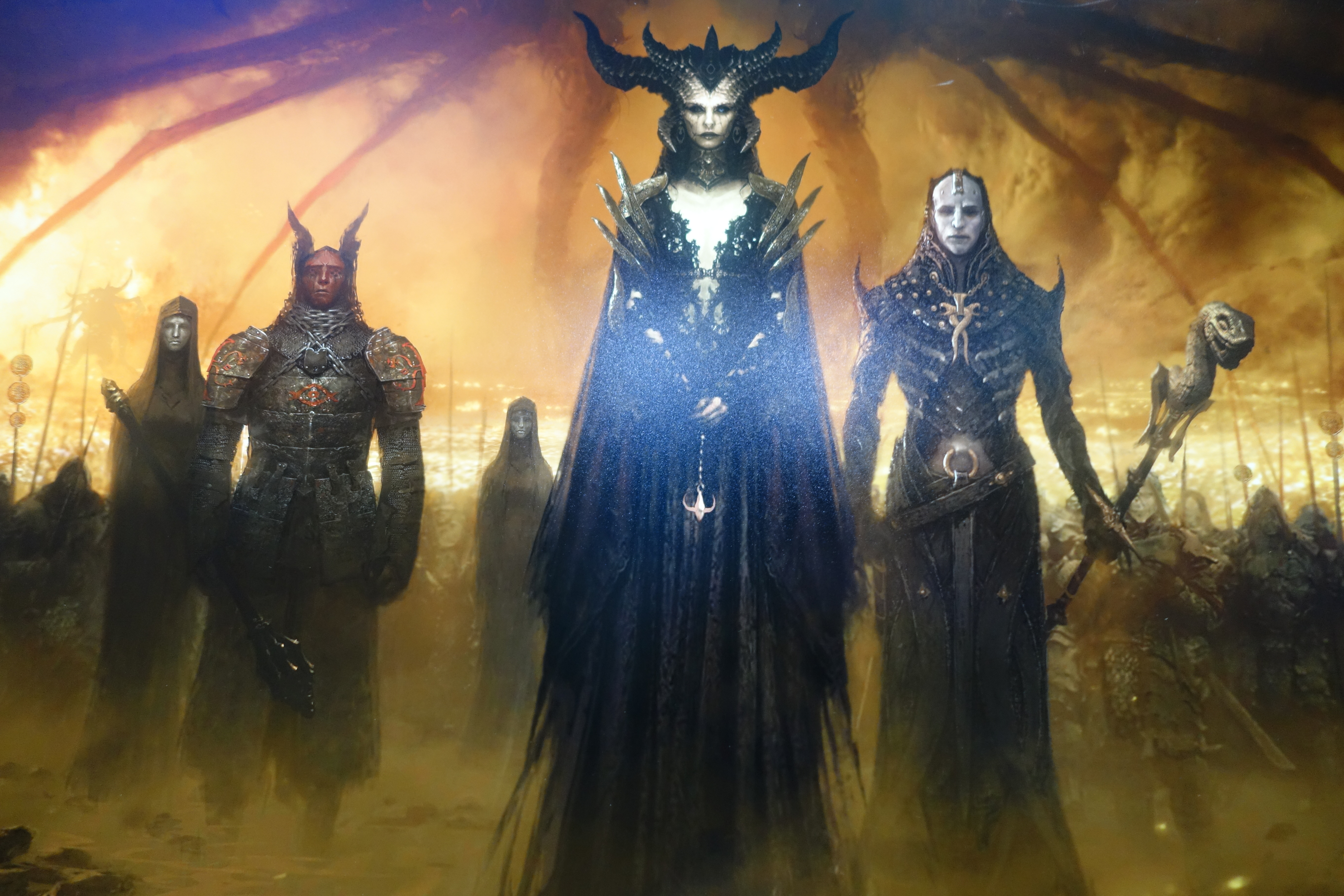 《暗黑破壞神4》終於在2019BlizzCon登場，血后莉莉絲正式回歸。圖為BlizzCon會場展出《暗黑4》的美術圖。