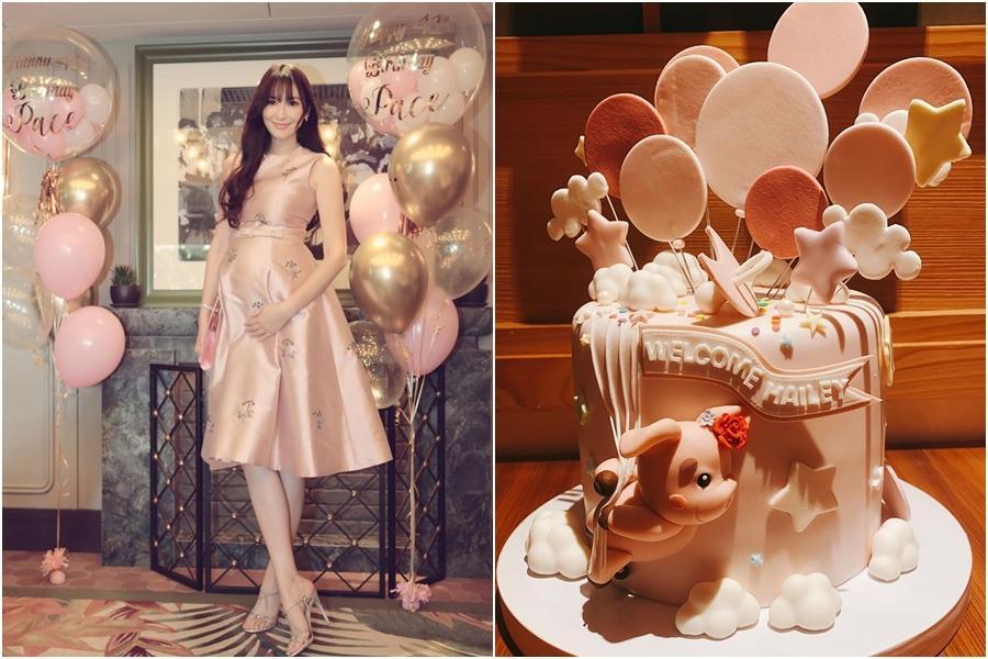 吳佩慈上月剛過41歲生日,最近曬出一張蛋糕照,宣布即將誕生的女兒名叫「HAILEY」。(翻攝吳佩慈IG)