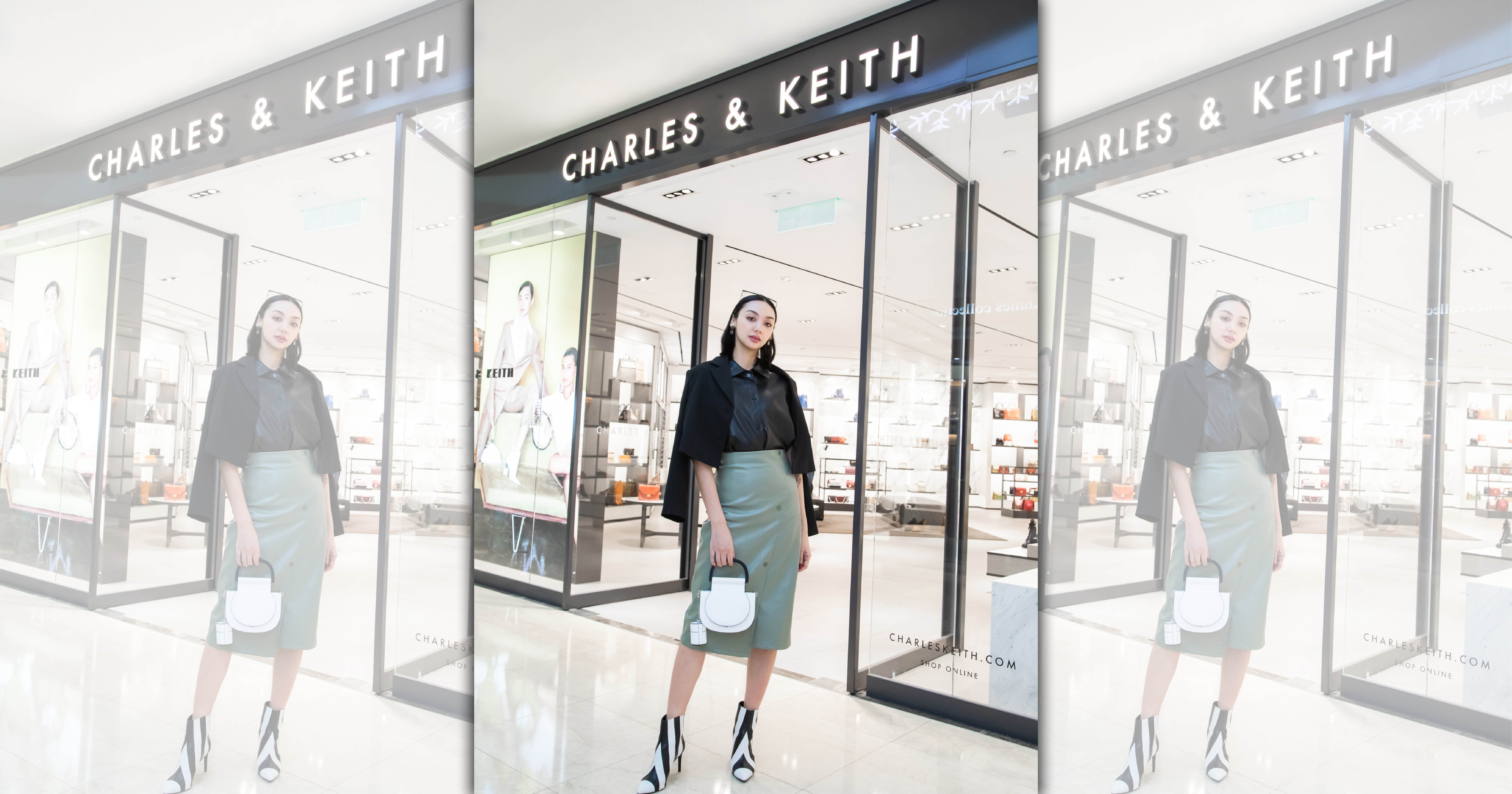 昨（14日）CHARLES & KEITH於微風廣場舉辦2019秋冬發表會。真皮條紋短靴NT$3,890、迷你半圓手提包 NT$2,190（CHARLES & KEITH提供）