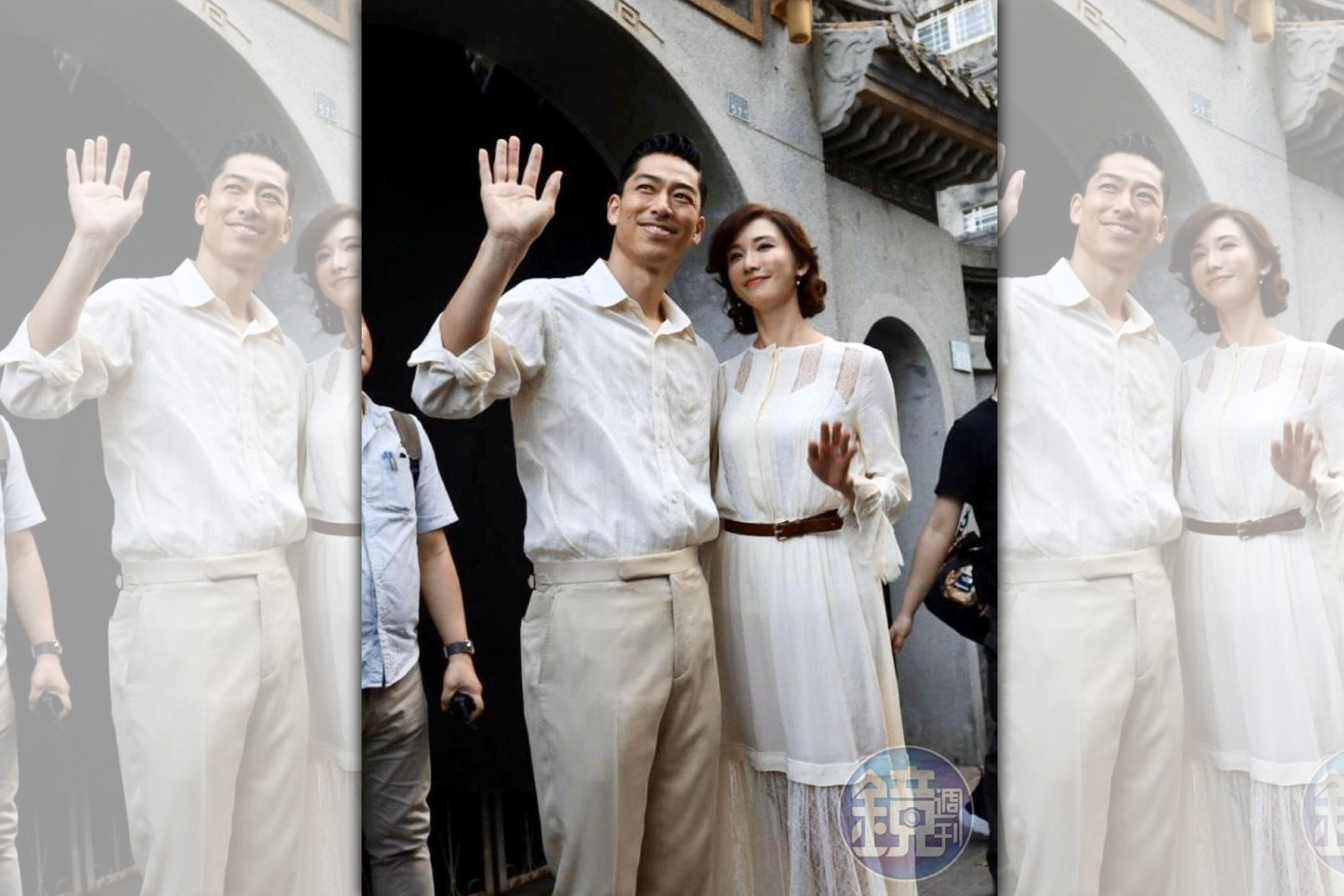 林志玲和Akira同穿白襯衫現身山區拍照，不難嗅出幸福甜蜜之情。（讀者提供）