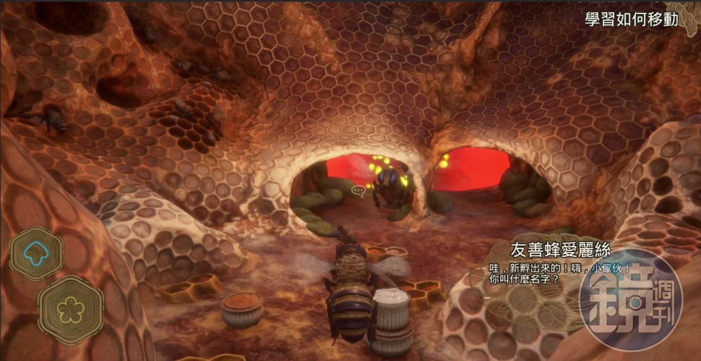 遊戲剛開始就能一探蜂巢內部（圖片來源：遊戲實機畫面）