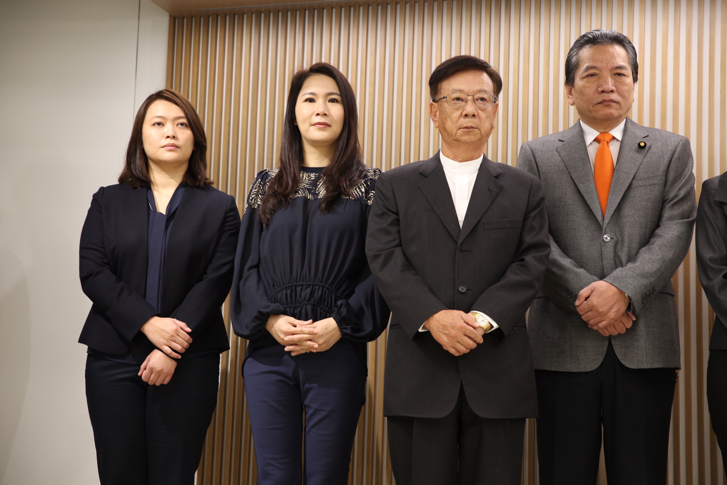 親民黨不分區立委名單今日出爐,左起為陳怡潔、劉宥彤、宣明智、李鴻鈞。