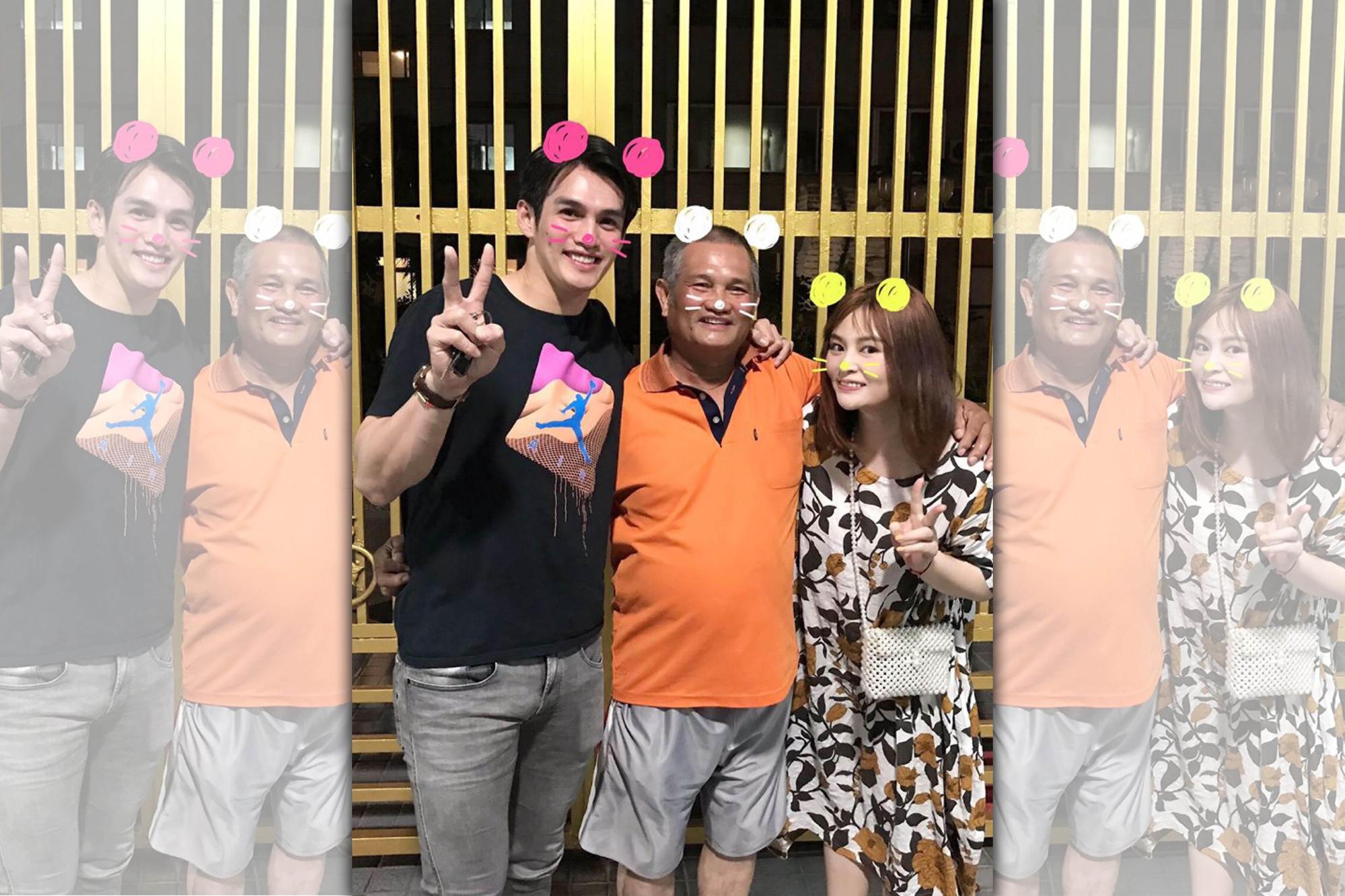 陽岱鋼日前才帶著老婆回台北探望陽父（中）。（翻攝陽岱鋼臉書）