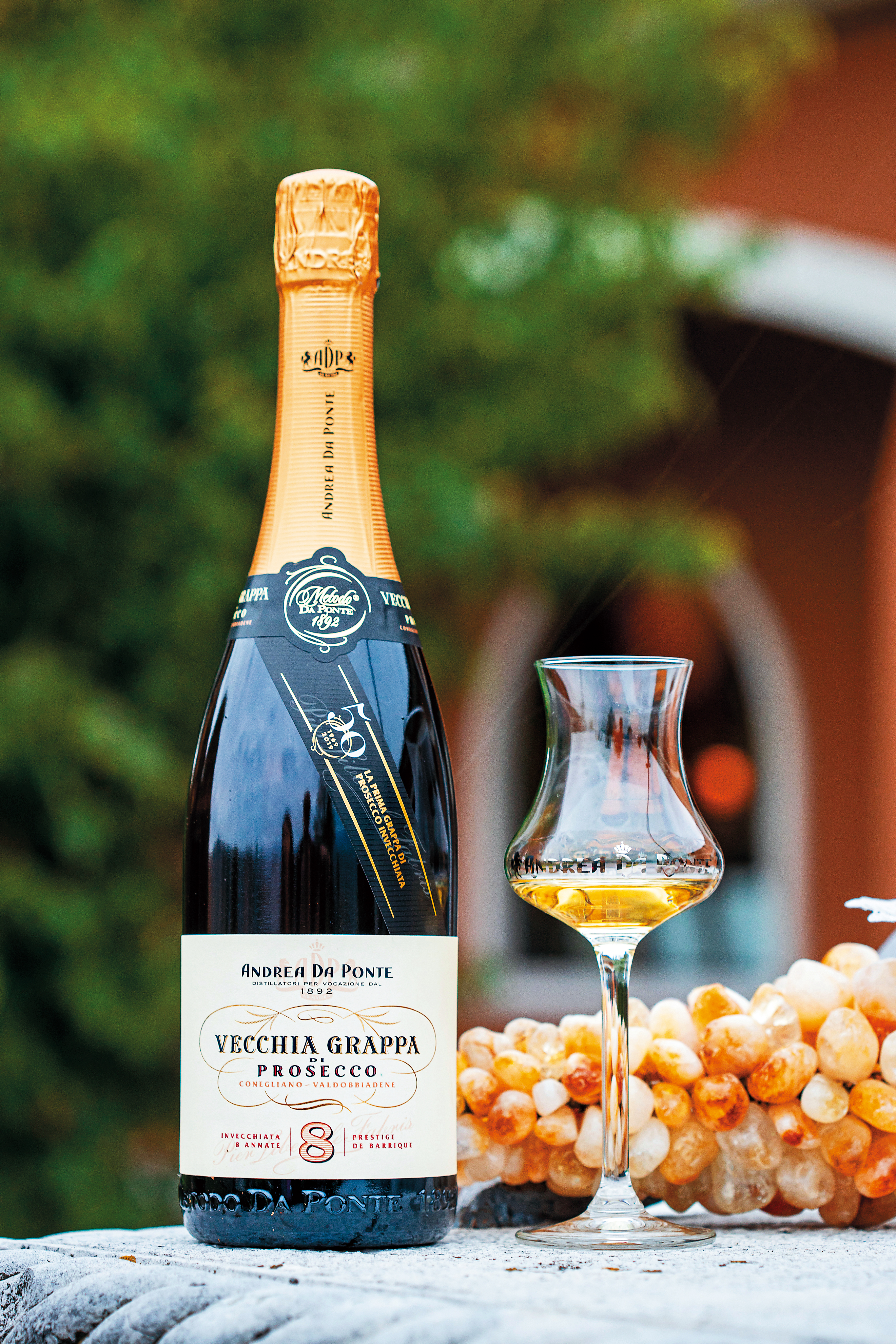 8年的「Vecchia Grappa di Prosecco」帶有強烈乾果香氣,口感柔甜,芳醇馥郁。