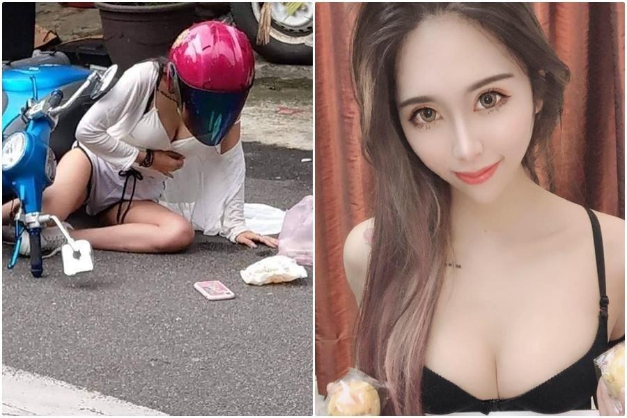 近日網路瘋傳的車禍組圖中的美女，被網友肉搜出真實身份。（翻攝臉書）