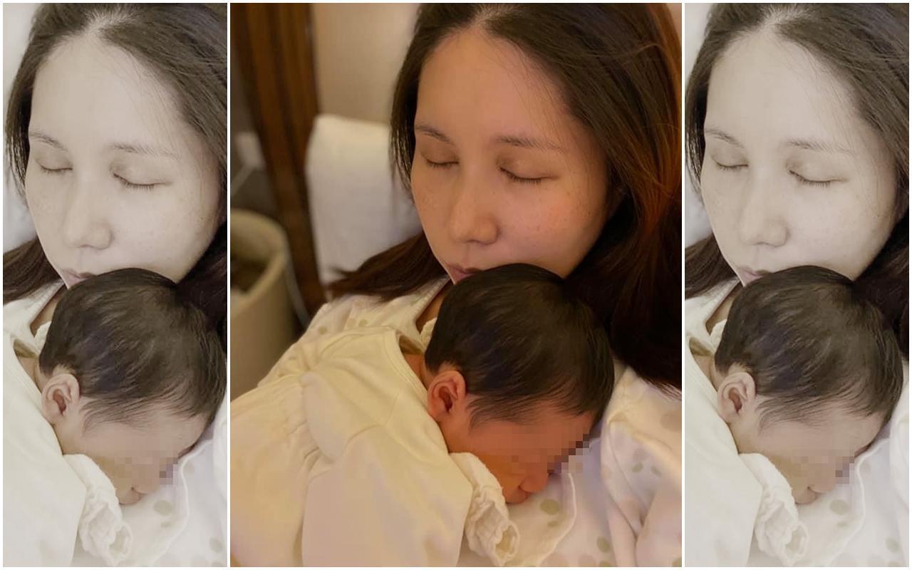 余苑綺上月如願生下兒子卻發現直腸癌復發。（翻攝自余苑綺臉書）