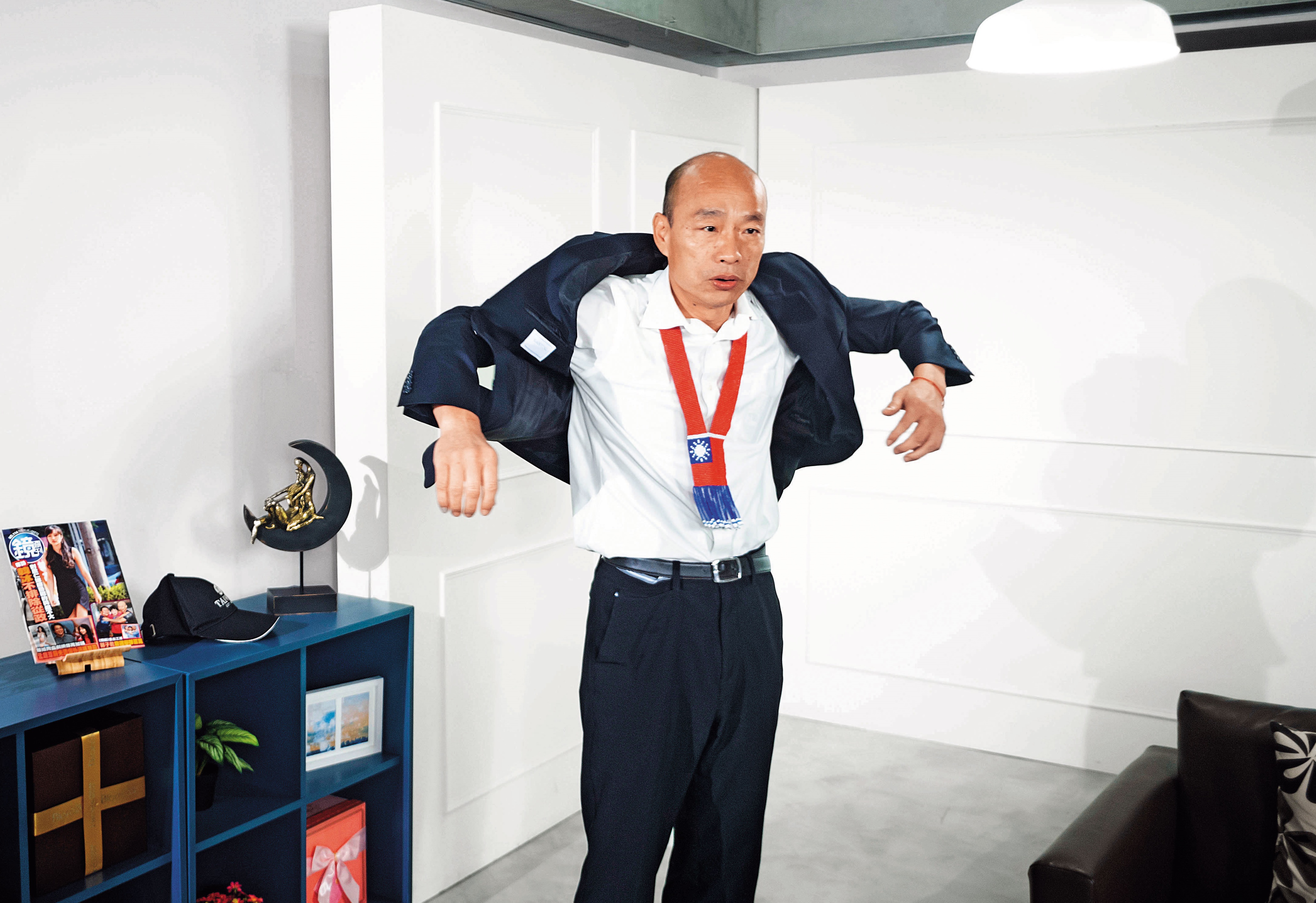 韓國瑜在高雄市長選舉時，跑基層就瘦了5公斤，現在跑總統選舉行程，又瘦了4公斤。（楊子磊攝）