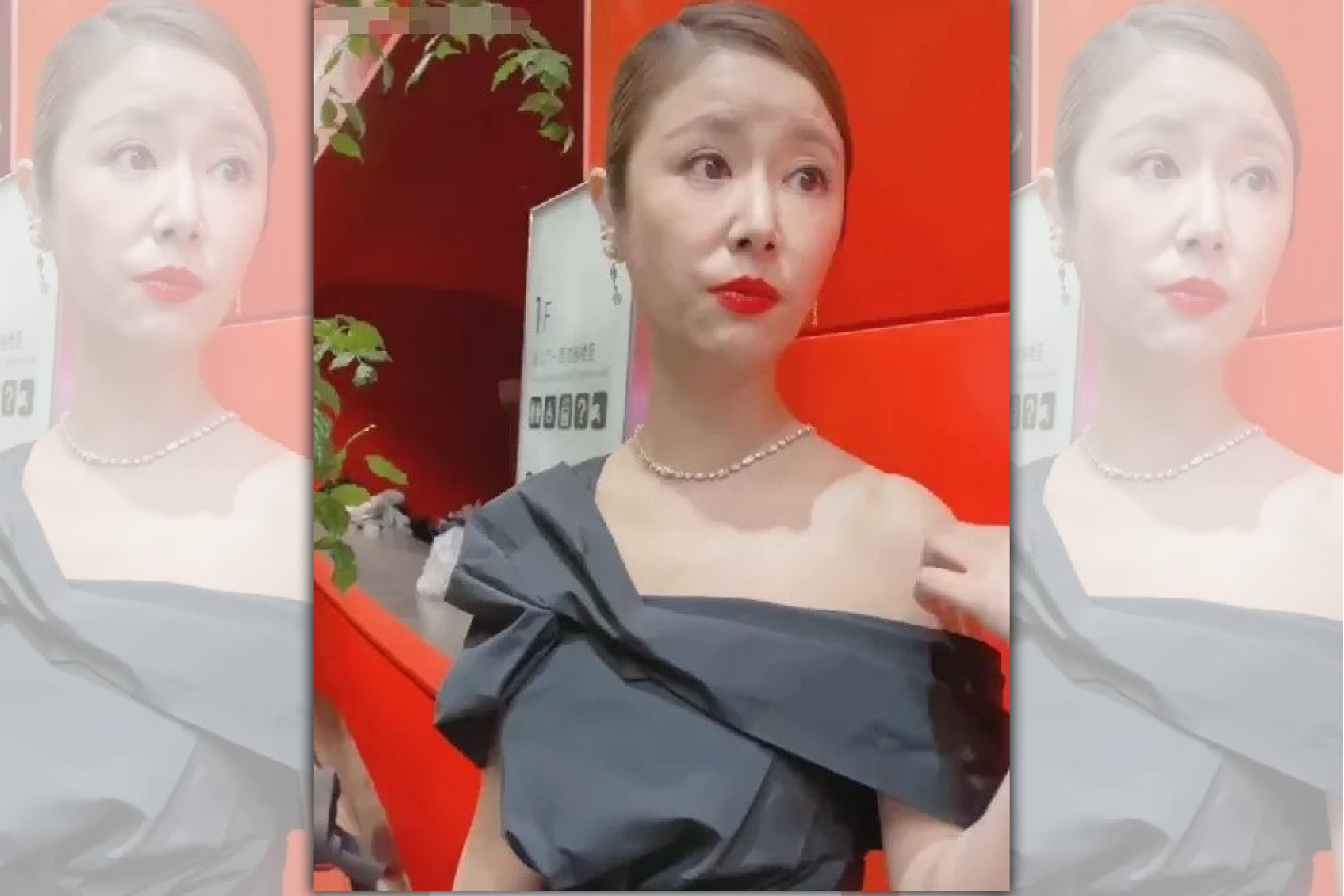 林心如被網友拍攝到滿臉皺紋的照片。(翻攝自微博)