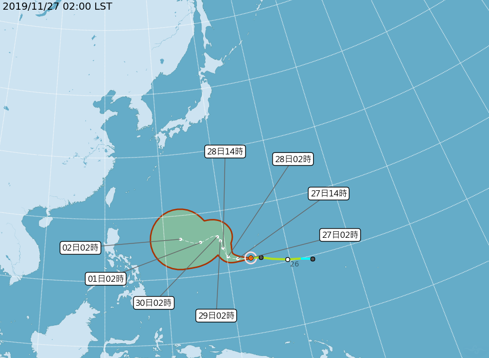 北冕昨日生成為本月第6個颱風，氣象專家指出未來有機會增強為強颱。（翻攝中央氣象局）