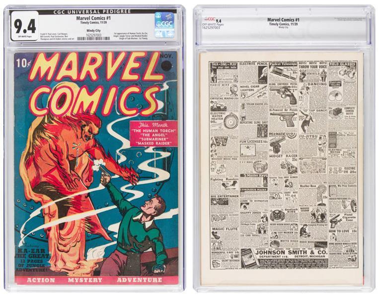 1939年所出版的首本《漫威漫畫(Marvel Comics)》,以126萬美元(約3800萬新台幣)拍出。(翻攝自HA.com)