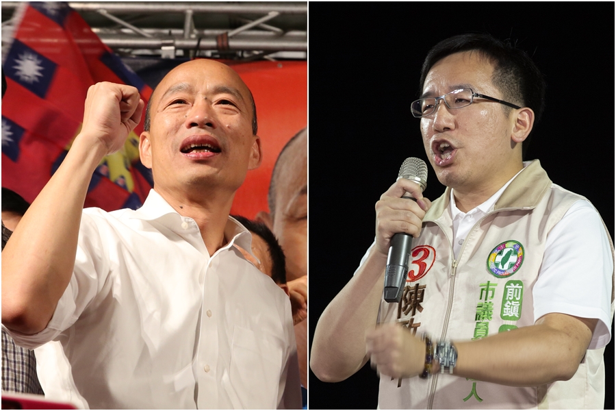 國民黨總統參選人韓國瑜（左圖）諷刺蔡政府「得民調得痔瘡」，高雄市議員陳致中（右圖）怒轟「德不配位，令人反胃」。（資料照）
