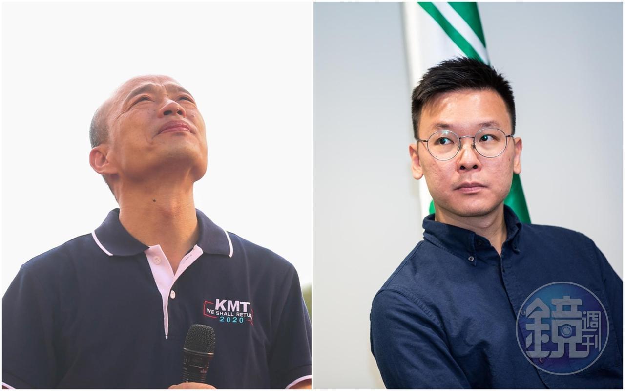 對於韓國瑜(左)脫口說出「得民心得天下,得民調得痔瘡。」林飛帆(右)於臉書po文反酸。(本刊資料照)