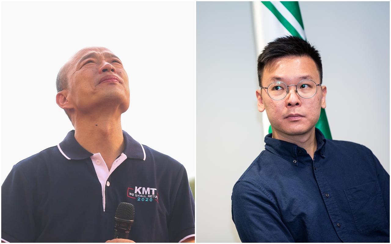 對於韓國瑜（左）脫口說出「得民心得天下，得民調得痔瘡。」林飛帆（右）於臉書po文反酸。（本刊資料照）