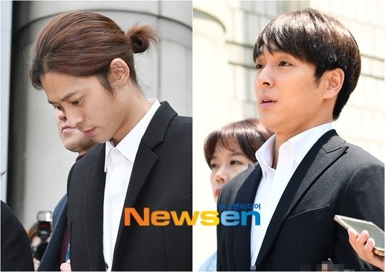 鄭俊英（左）及崔鍾訓（右）因涉嫌集體性侵、非法偷拍遭起訴，今各被判刑6年、5年。（翻攝自Neesen）