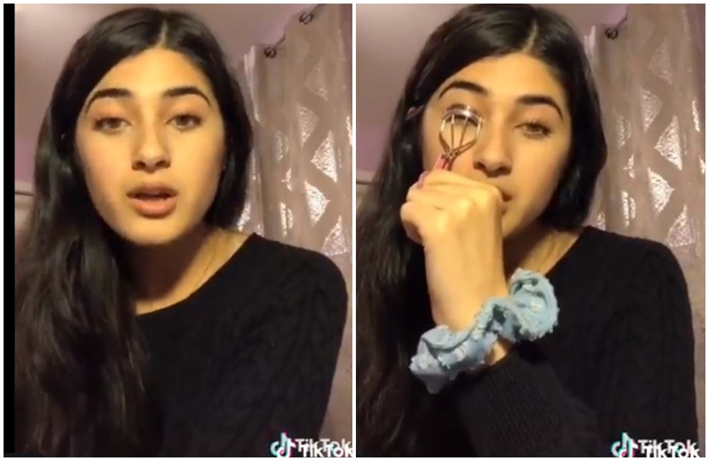 美國17歲少女邊分享美妝，邊希望觀眾用手機搜尋新疆人權問題，遭到中國短影音平台「抖音」海外版刪除影片和帳號。（翻攝自網路）