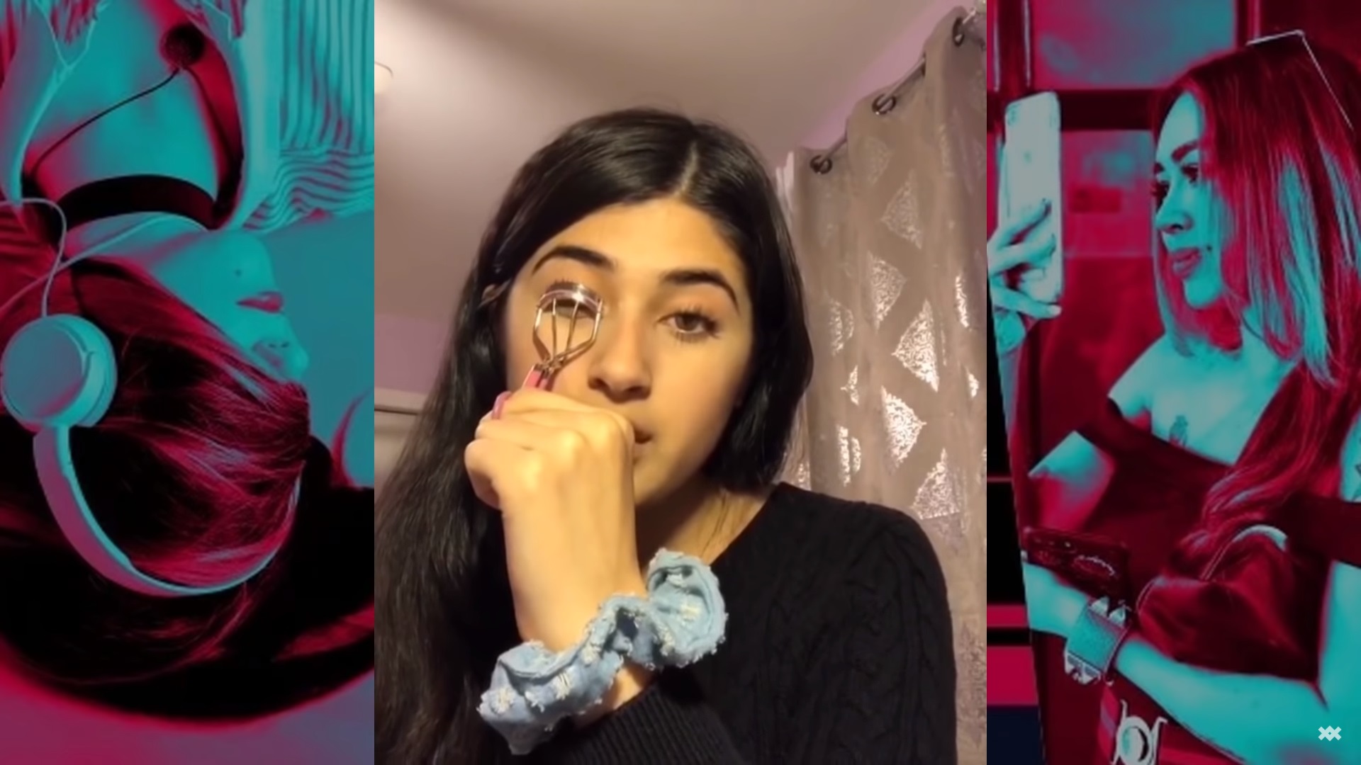 美國穆斯林高中生費羅扎．阿齊茲，用美妝影片的方包裝新疆集中營議題。（翻攝 Viral Curiosity）