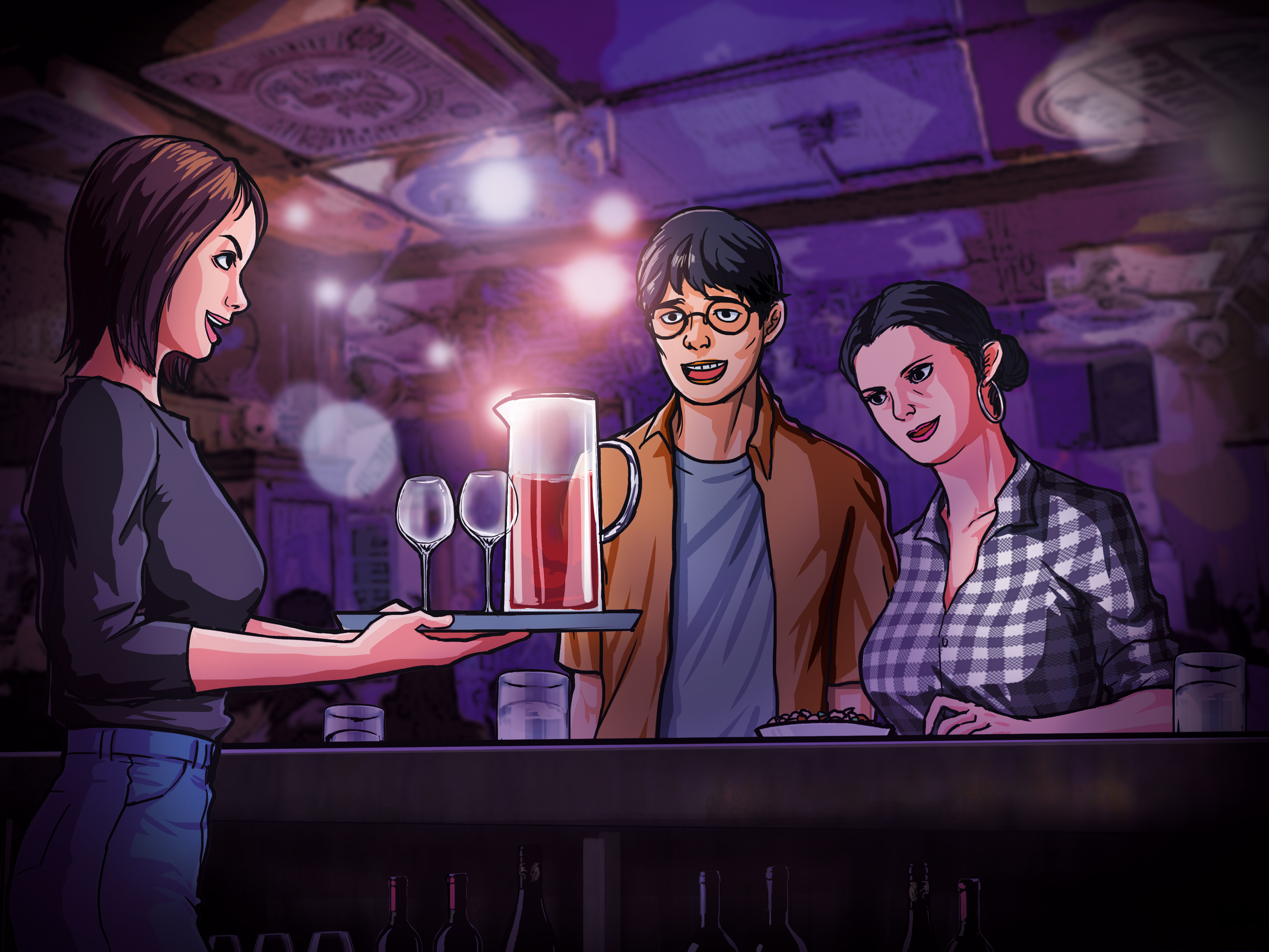 酒托女與酒吧老闆娘聯手詐騙男網友，幾壺紅酒竟要價數萬元。