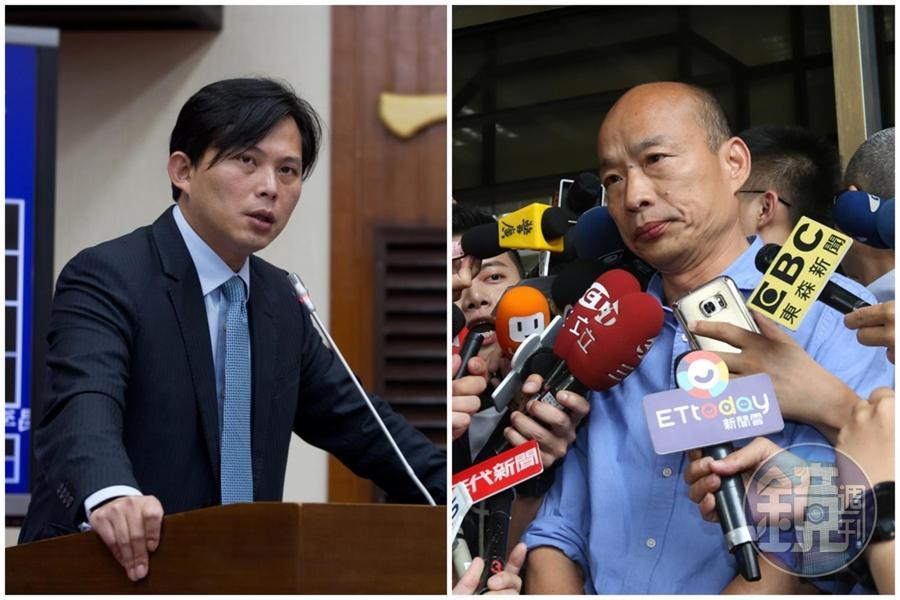 時代力量立委黃國昌（左圖）日前抨擊國民黨總統參選人韓國瑜（右圖）過去擔任立委時，曾濫用職權包庇妻子李佳芬的家族事業盜採砂石。