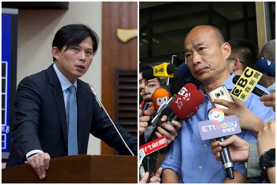 時代力量立委黃國昌(左圖)日前抨擊國民黨總統參選人韓國瑜(右圖)過去擔任立委時,曾濫用職權包庇妻子李佳芬的家族事業盜採砂石。