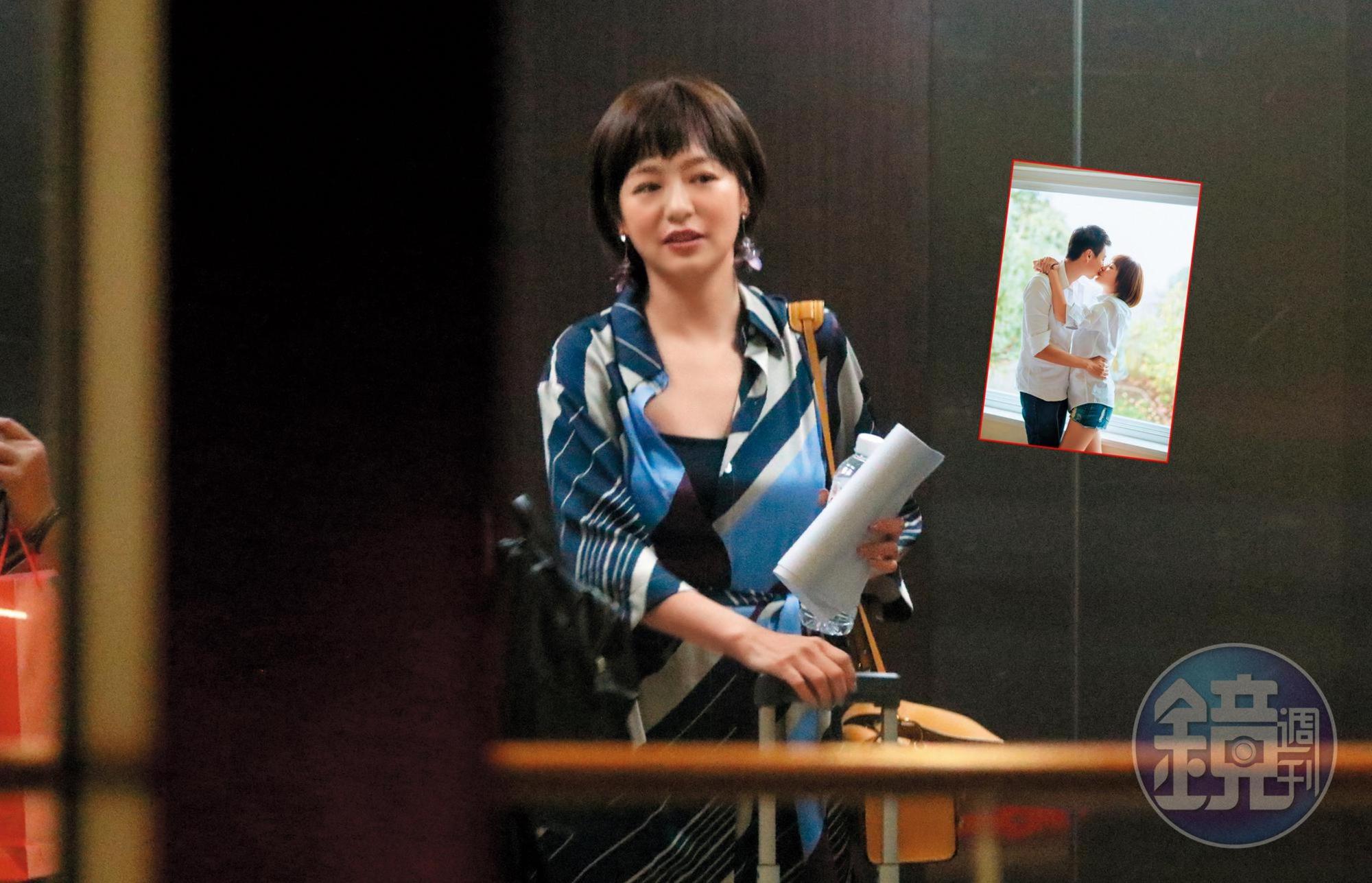 茵芙被爆和結婚2年的老公何皓翊簽字離婚，去年本刊曾拍到她一人獨自推行李箱跑通告。