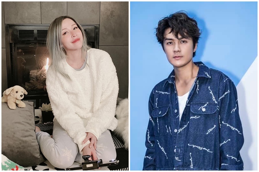 Elva蕭亞軒（左圖）在人生的黑暗期裡有著小鮮肉黃皓陪伴；吳克群（右圖）與小他13歲的女友陳語安感情穩定。（翻攝自蕭亞軒、吳克群臉書）