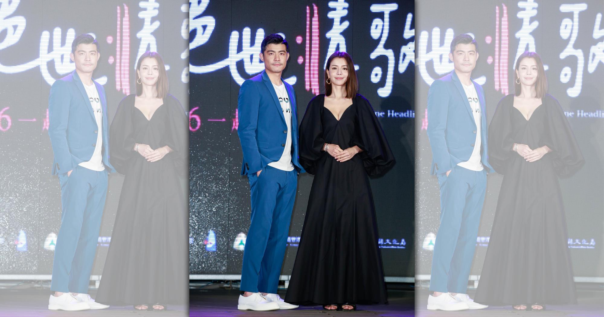 李毓芬以一襲露溝黑禮服現身《絕世情歌》首映會，她與王柏傑在片中都親自開口唱歌。